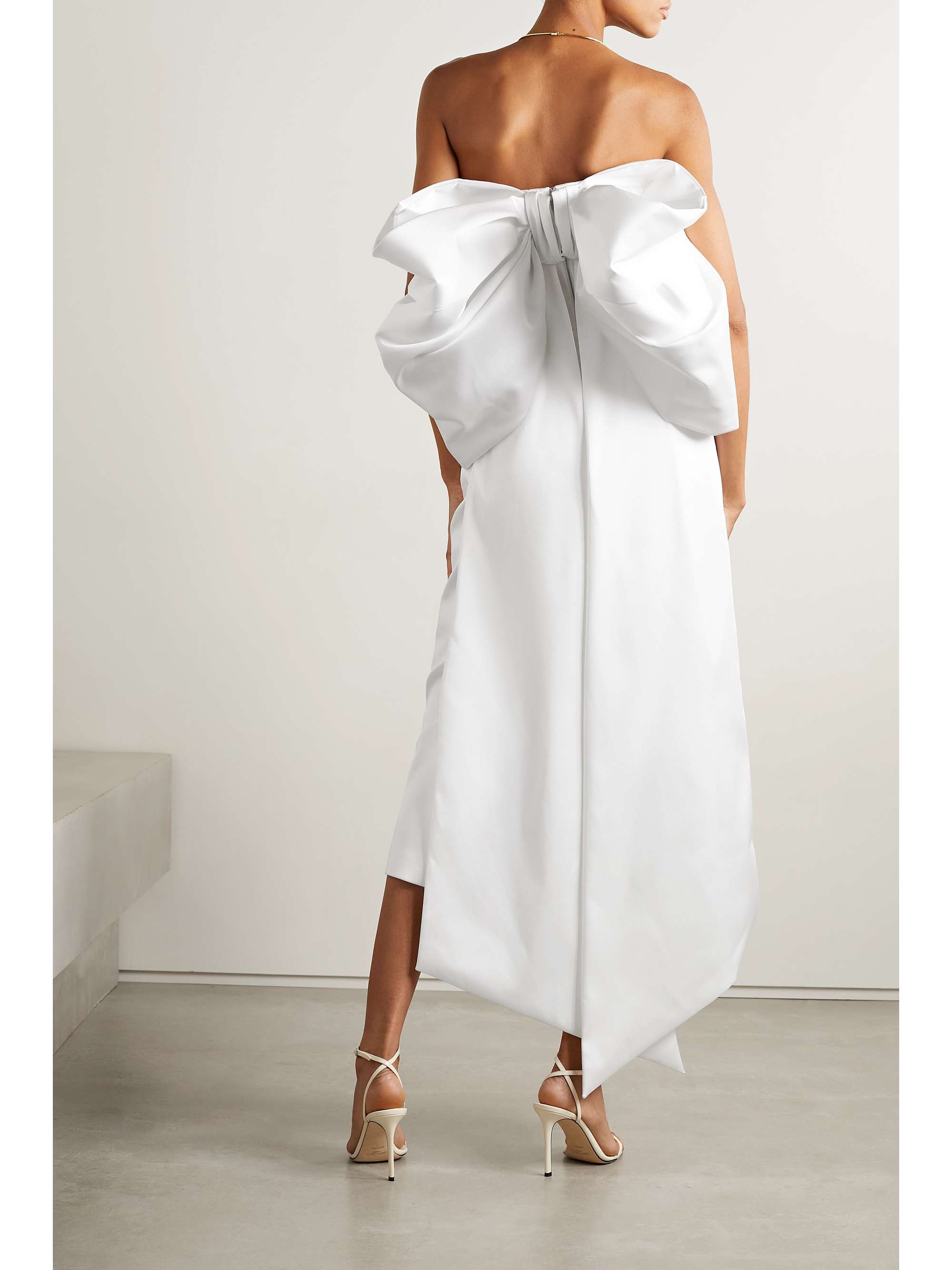 RASARIO Bow-embellished satin midi dress
