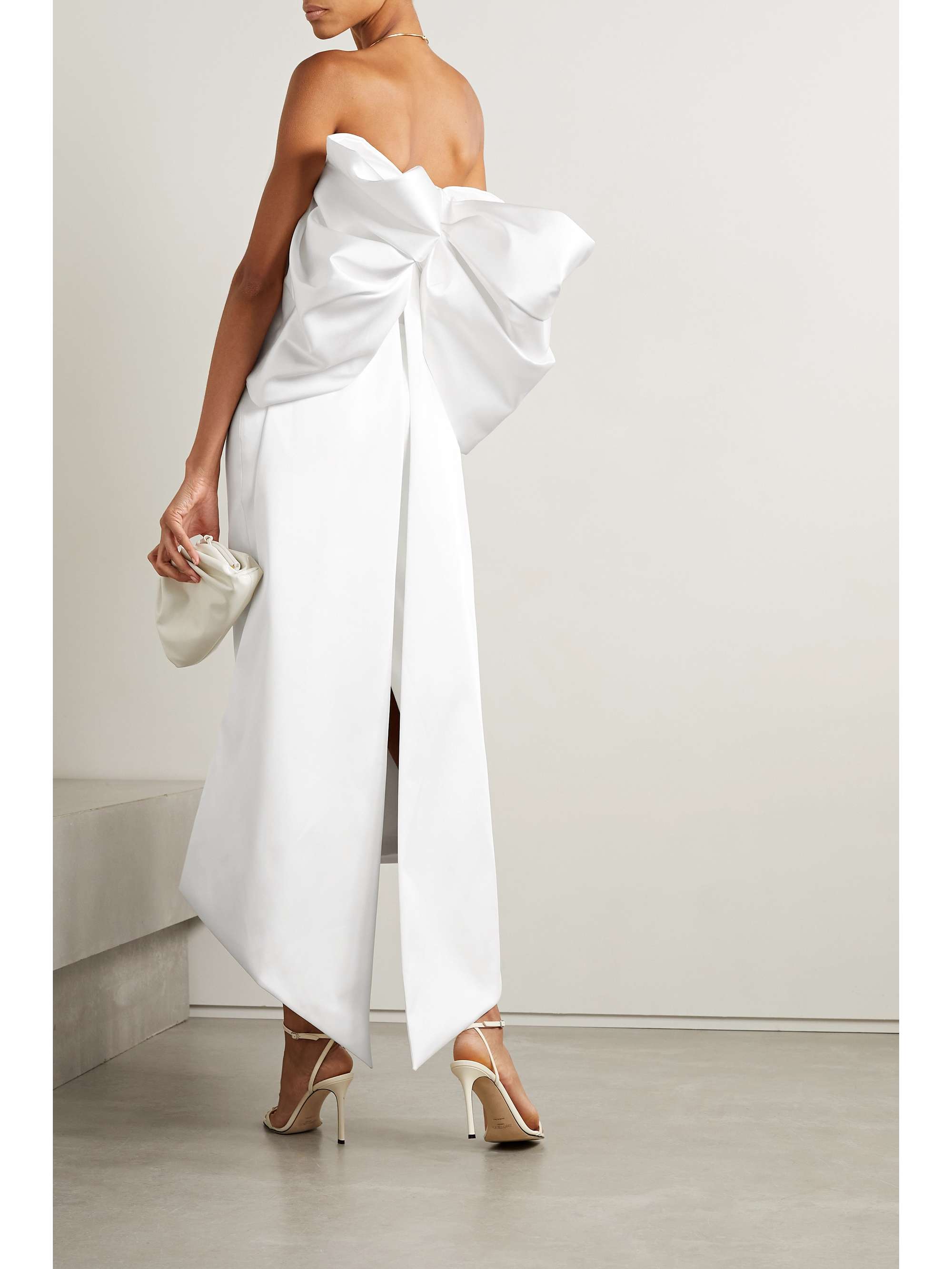 RASARIO Bow-embellished satin midi dress