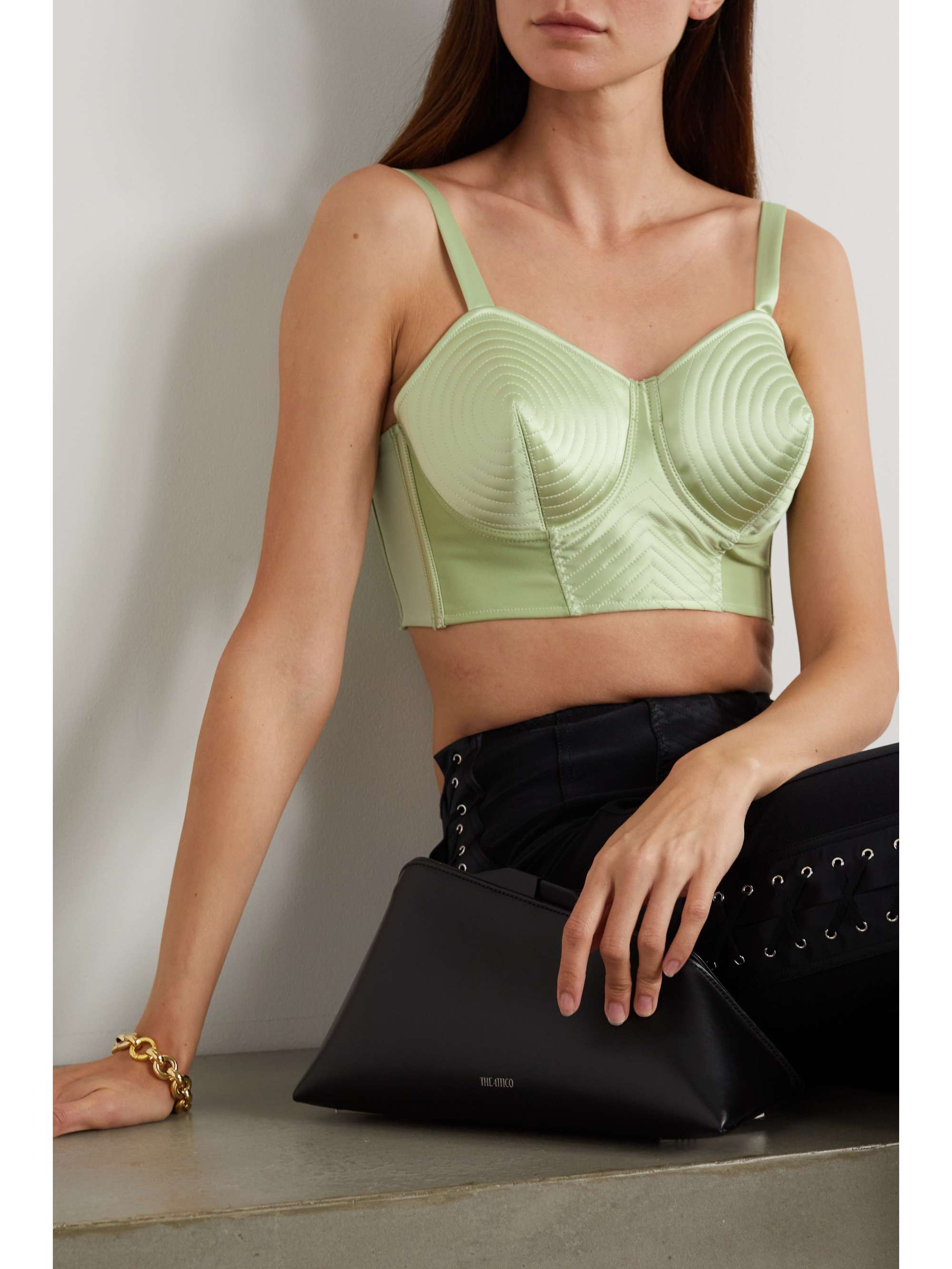 JEAN PAUL GAULTIER + Lotta Volkova lace-up satin bralette