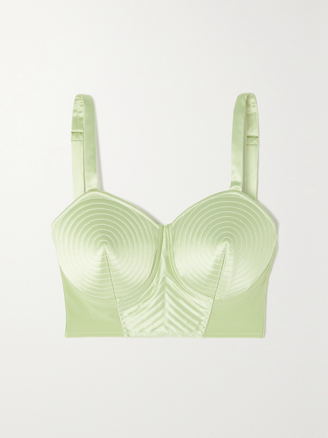 Jean Paul Gaultier + Lotta Volkova Lace-up Satin Bralette - Green