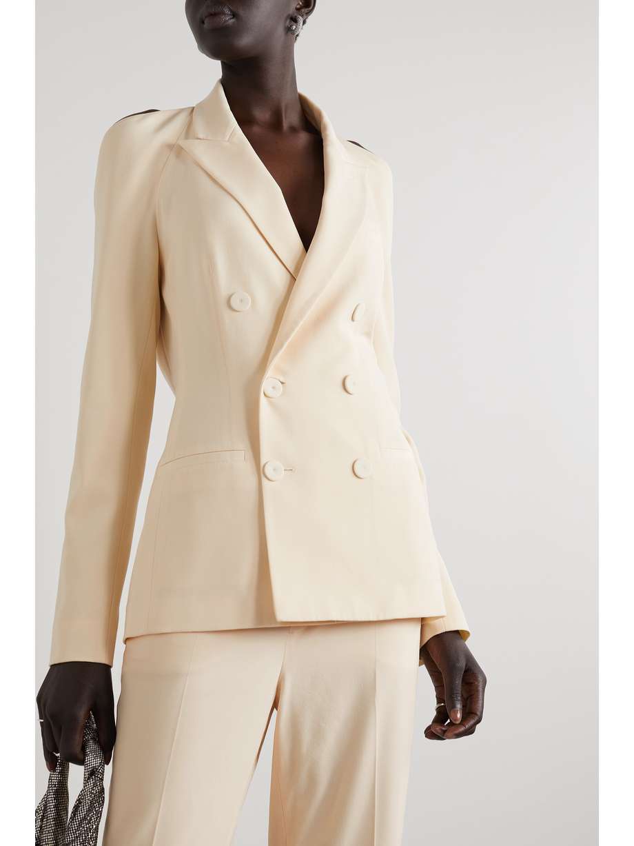 JEAN PAUL GAULTIER + Lotta Volkova draped open-back double-breasted wool blazer | NET-A-PORTER