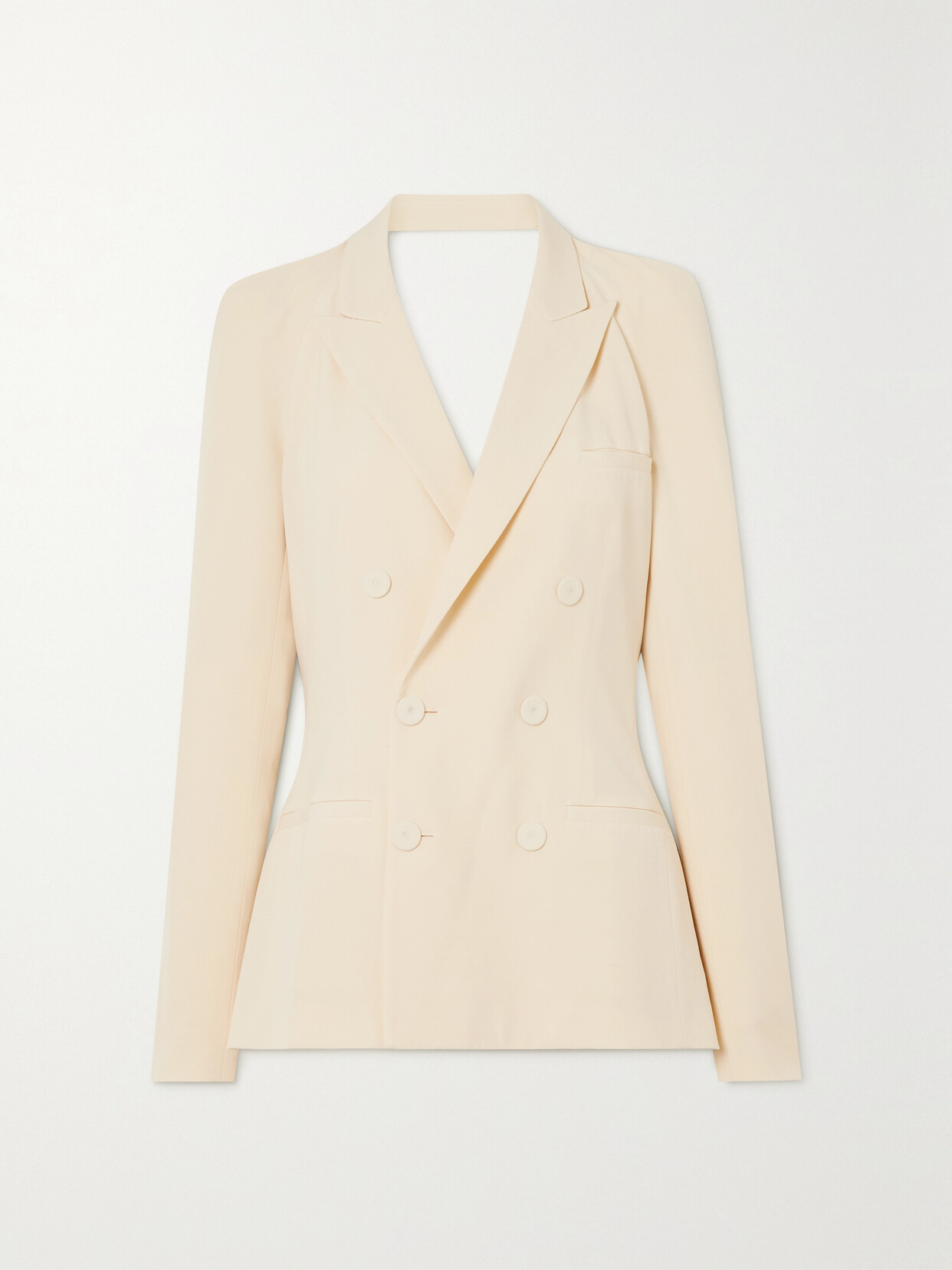 Jean Paul Gaultier + Lotta Volkova Draped Open-back Double-breasted Wool Blazer In Ivory
