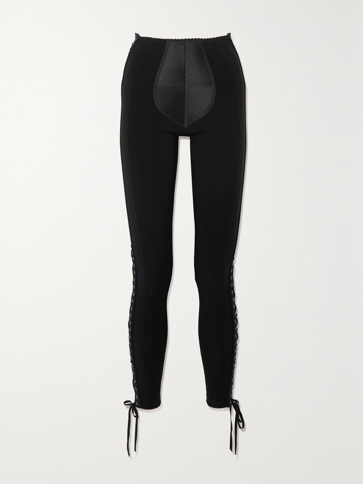 Jean Paul Gaultier - + Lotta Volkova Lace-up Crepe And Satin Leggings - Black