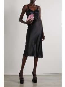JEAN PAUL GAULTIER + Lotta Volkova layered silk-satin and crepe midi dress | NET-A-PORTER
