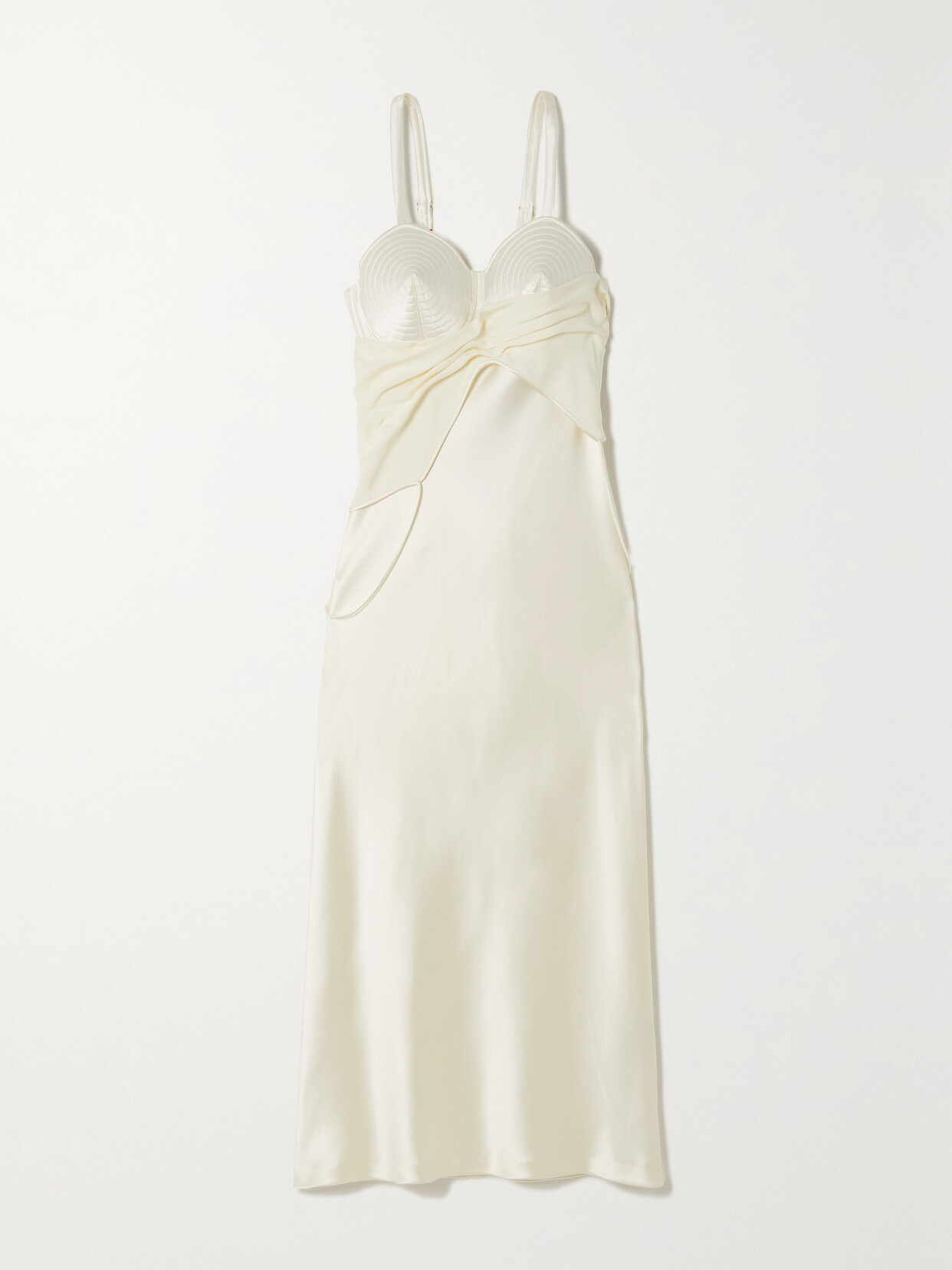 Jean Paul Gaultier + Lotta Volkova Layered Silk-satin And Crepe Midi Dress - White