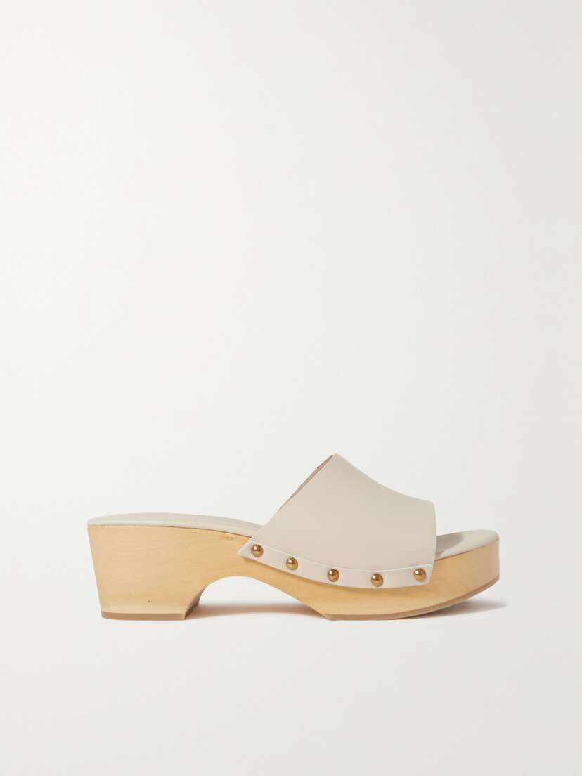 aeyde Bobbie Studded Leather Platform Clogs