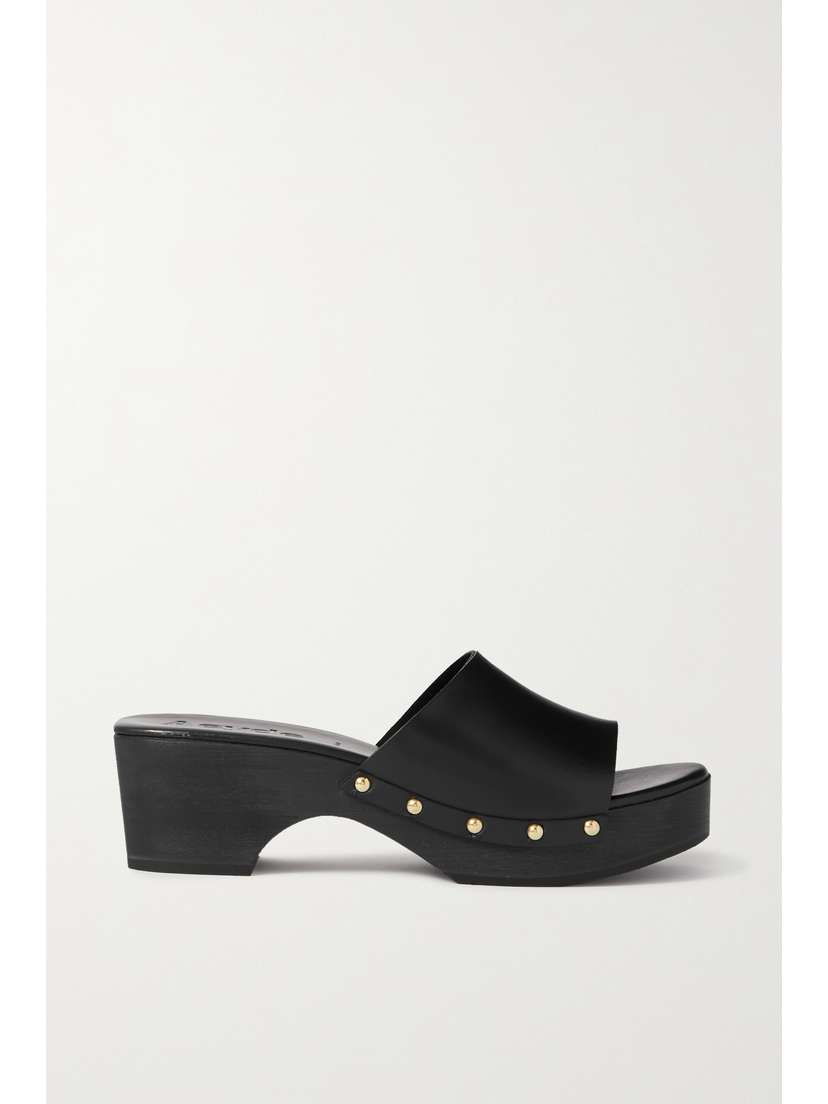 aeyde Bobbie Studded Leather Platform Clogs