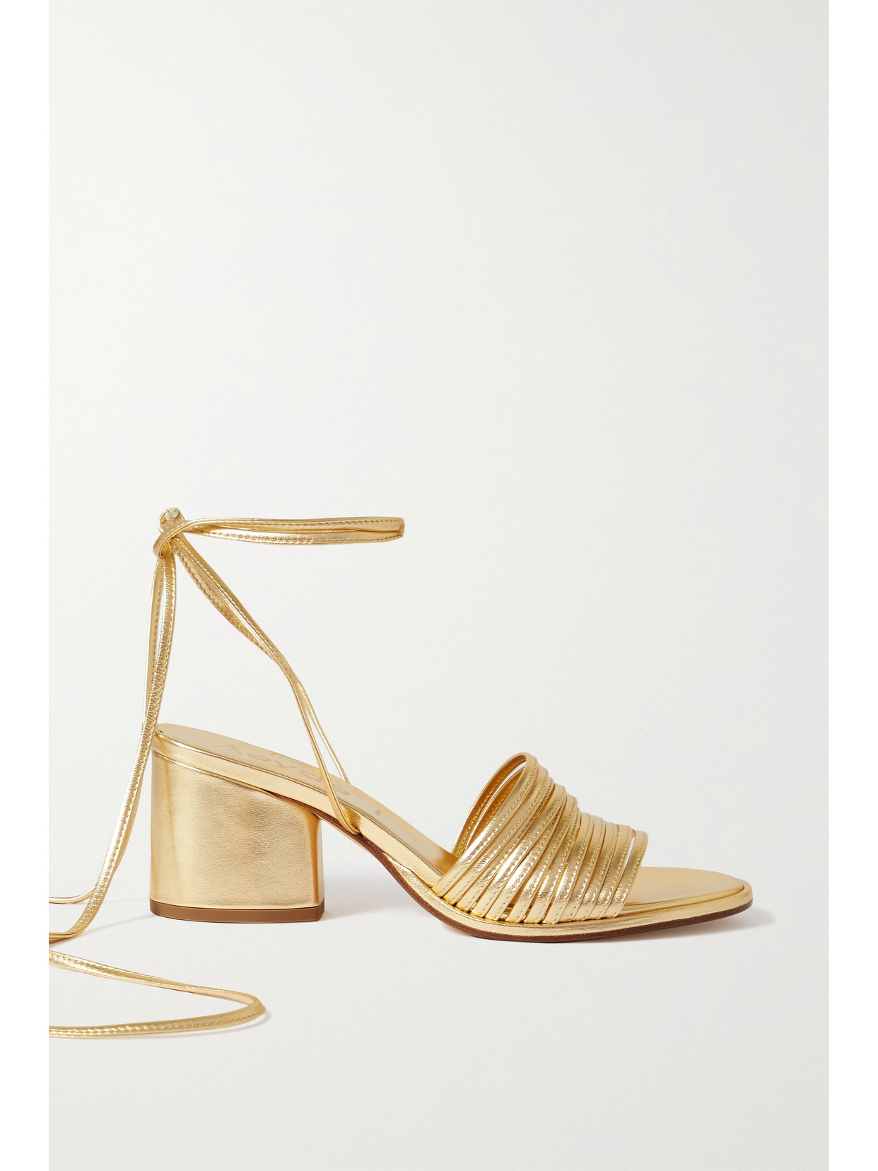 aeyde Natania Metallic Leather Sandals - Gold
