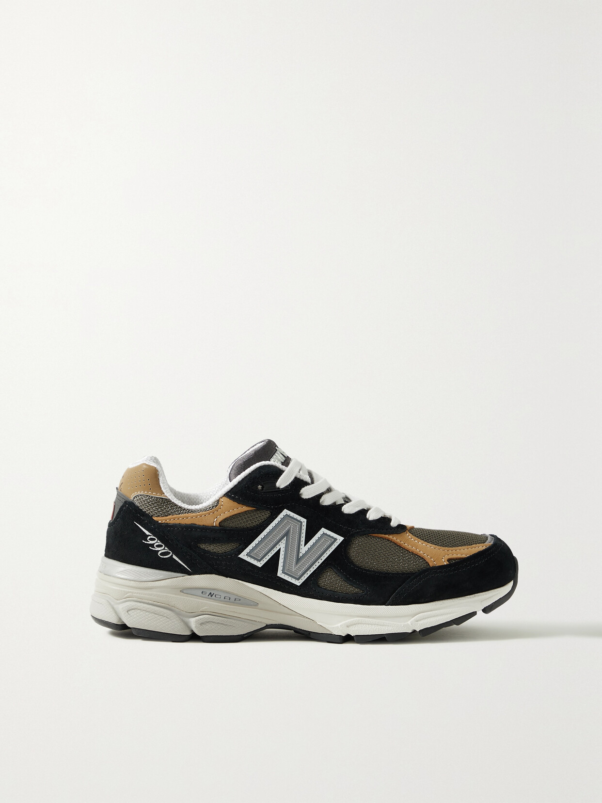 New Balance - Made In Usa 990v3 Leather-trimmed Mesh And Suede Sneakers - Black