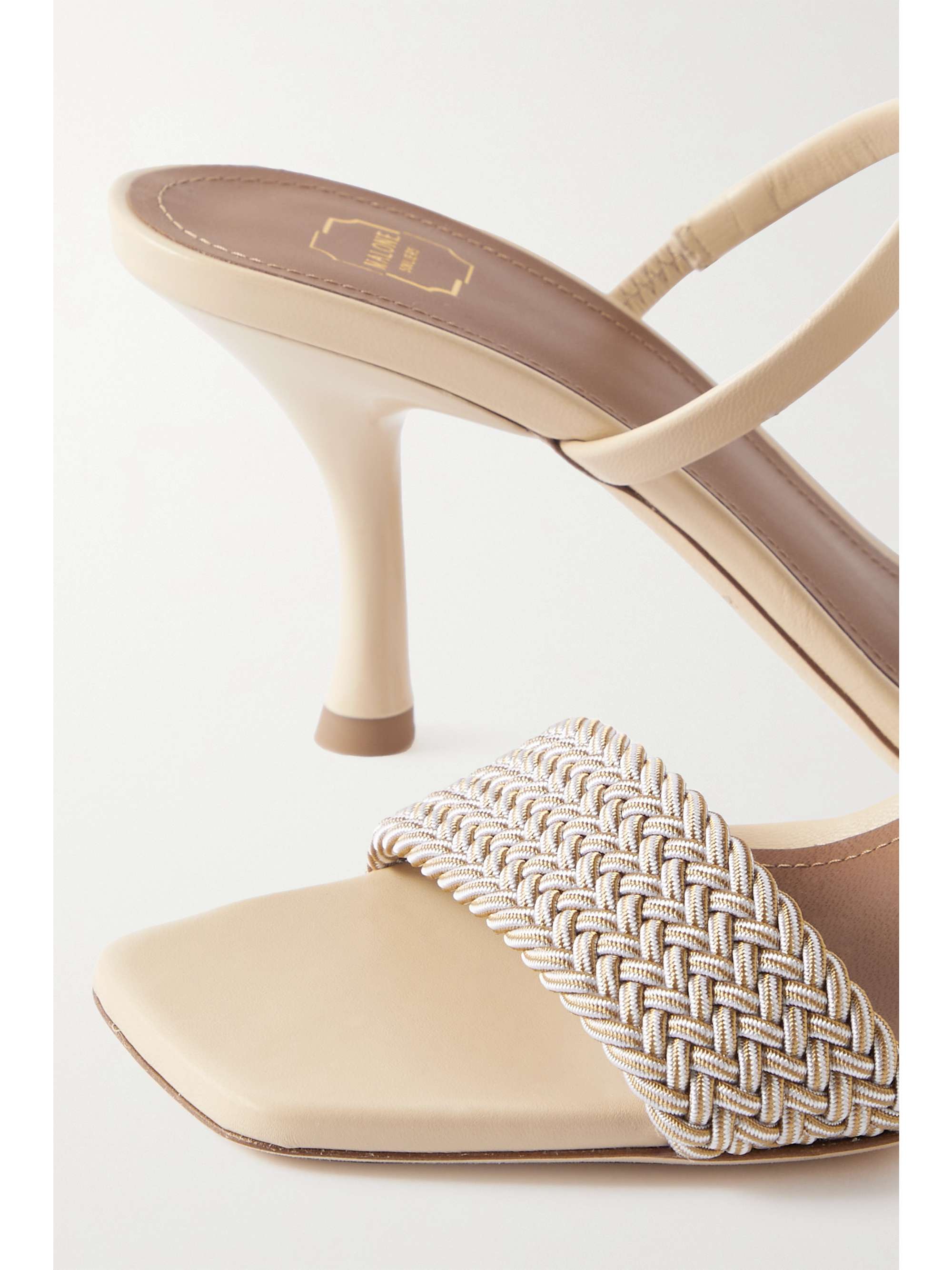 MALONE SOULIERS Frida 70 cord-trimmed leather mules