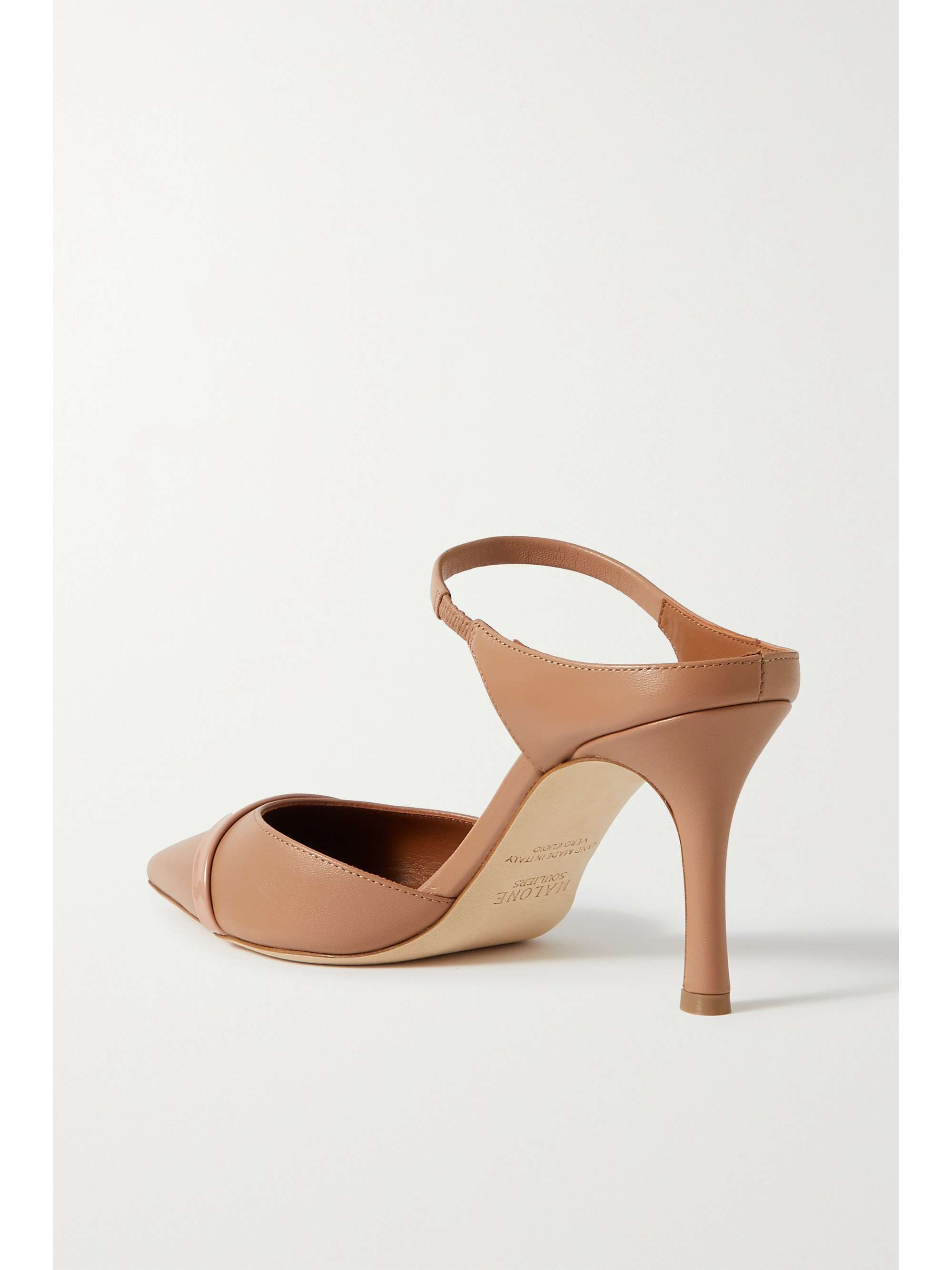 MALONE SOULIERS Uma 80 patent-trimmed leather mules