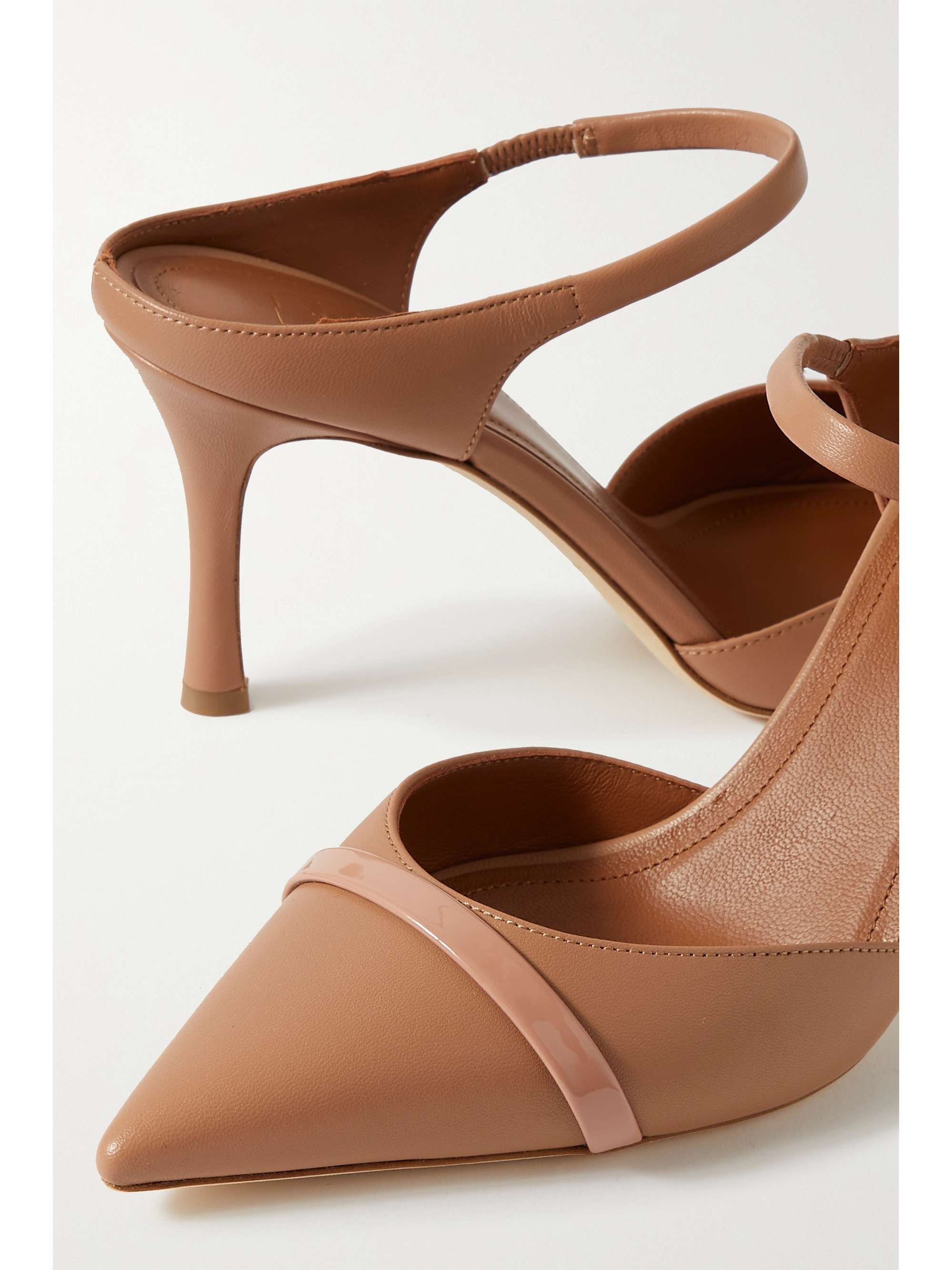 MALONE SOULIERS Uma 80 patent-trimmed leather mules | NET-A