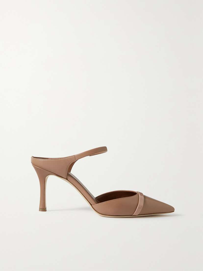 Malone Souliers Uma 80 Patent-trimmed Leather Mules