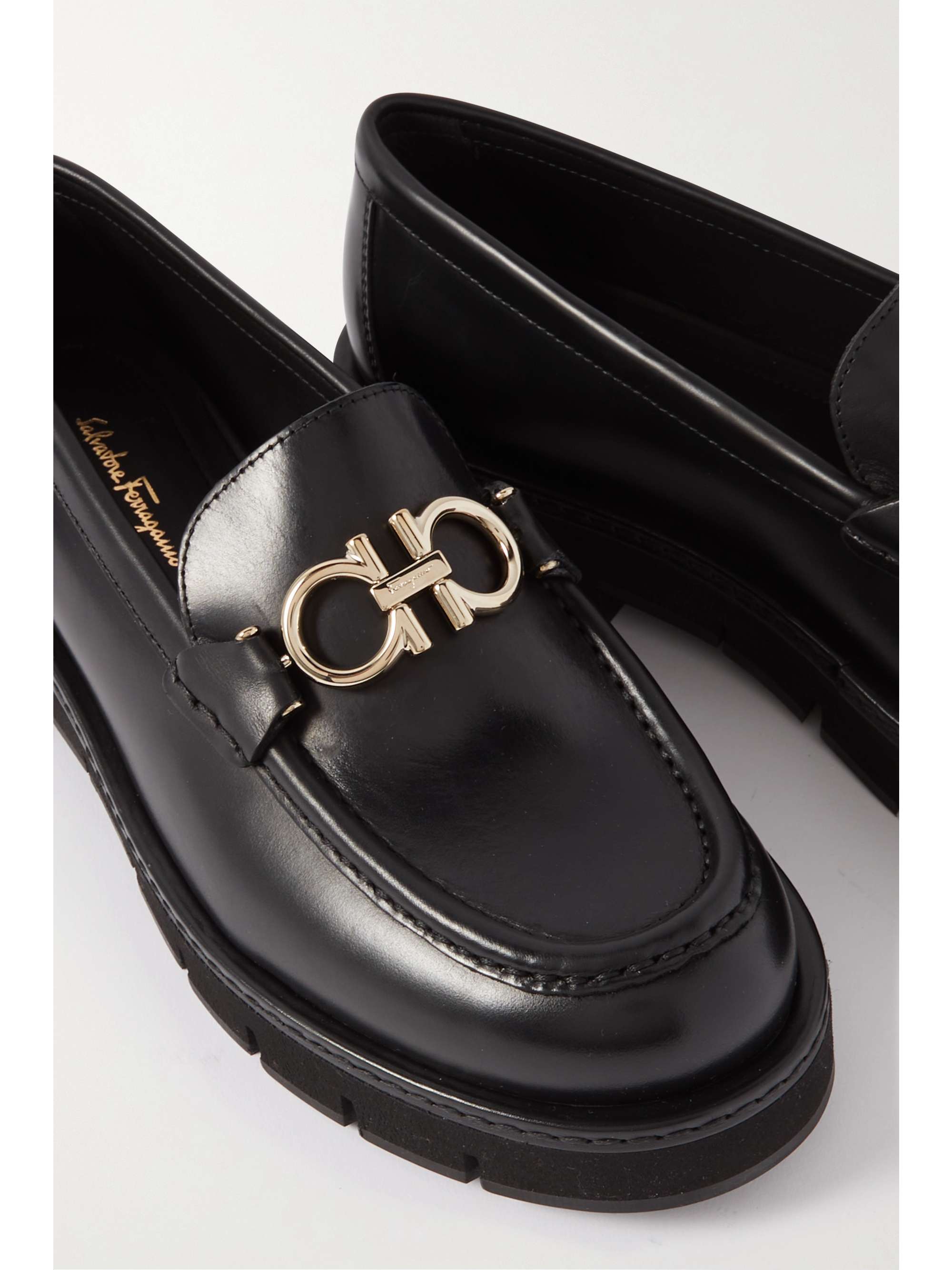 FERRAGAMO Rolo embellished leather loafers