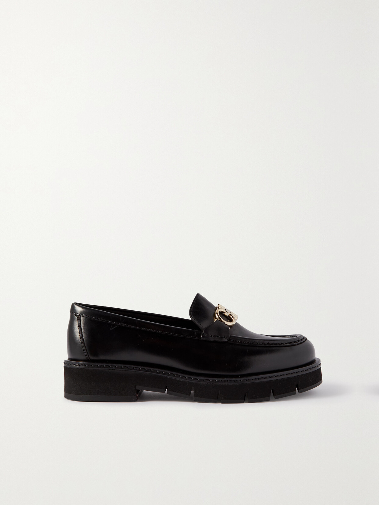 Ferragamo - Rolo Embellished Leather Loafers - Black