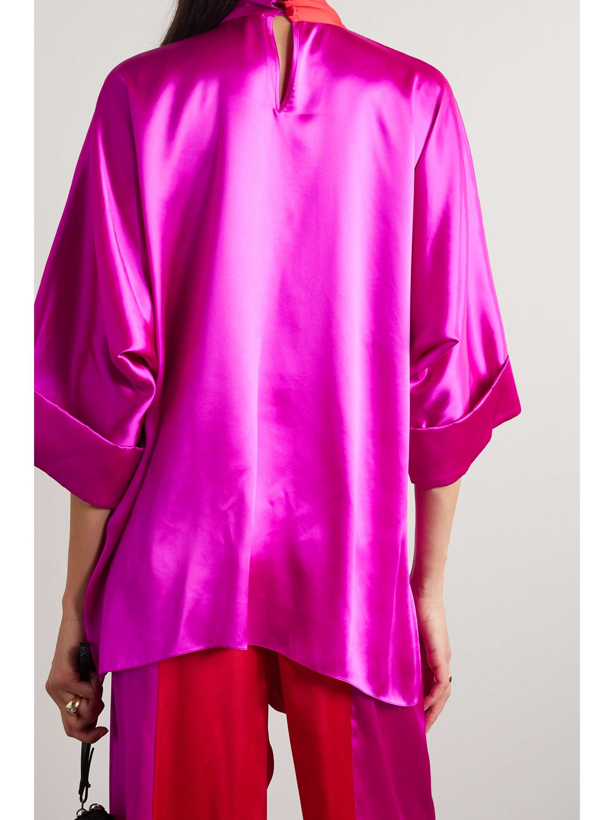 HALPERN Two-tone silk-satin top