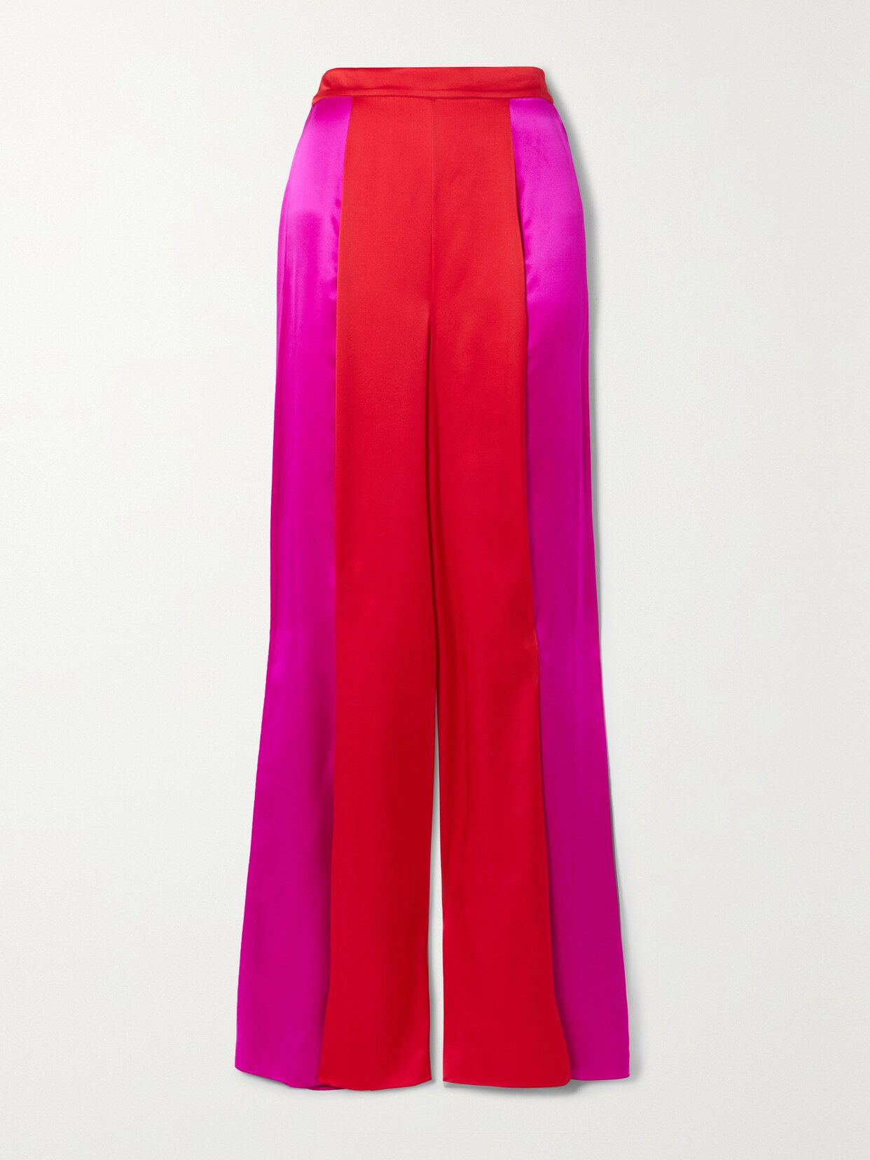 Halpern Two-tone Silk-satin Wide-leg Pants - Pink