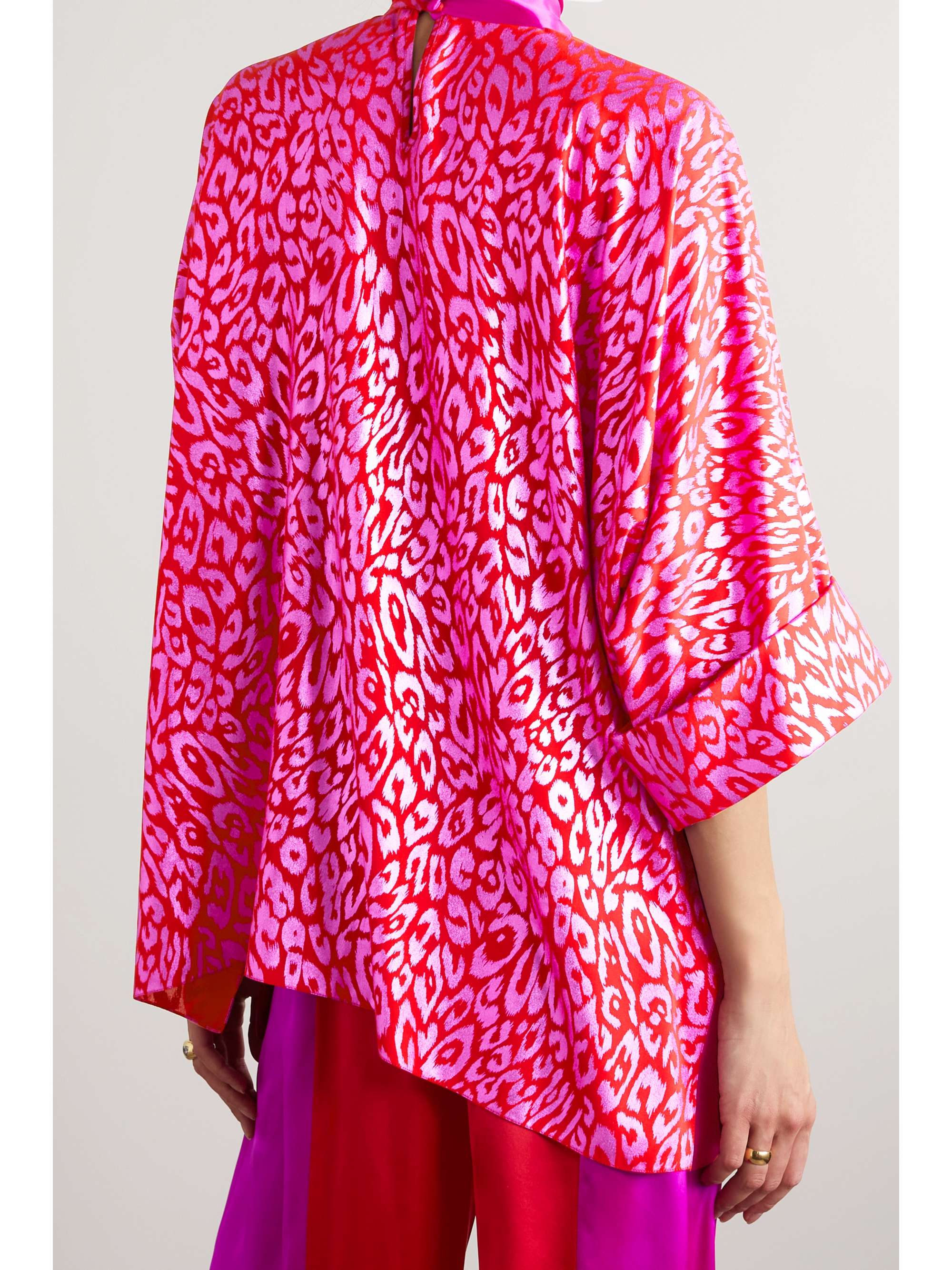 HALPERN Metallic satin-jacquard top