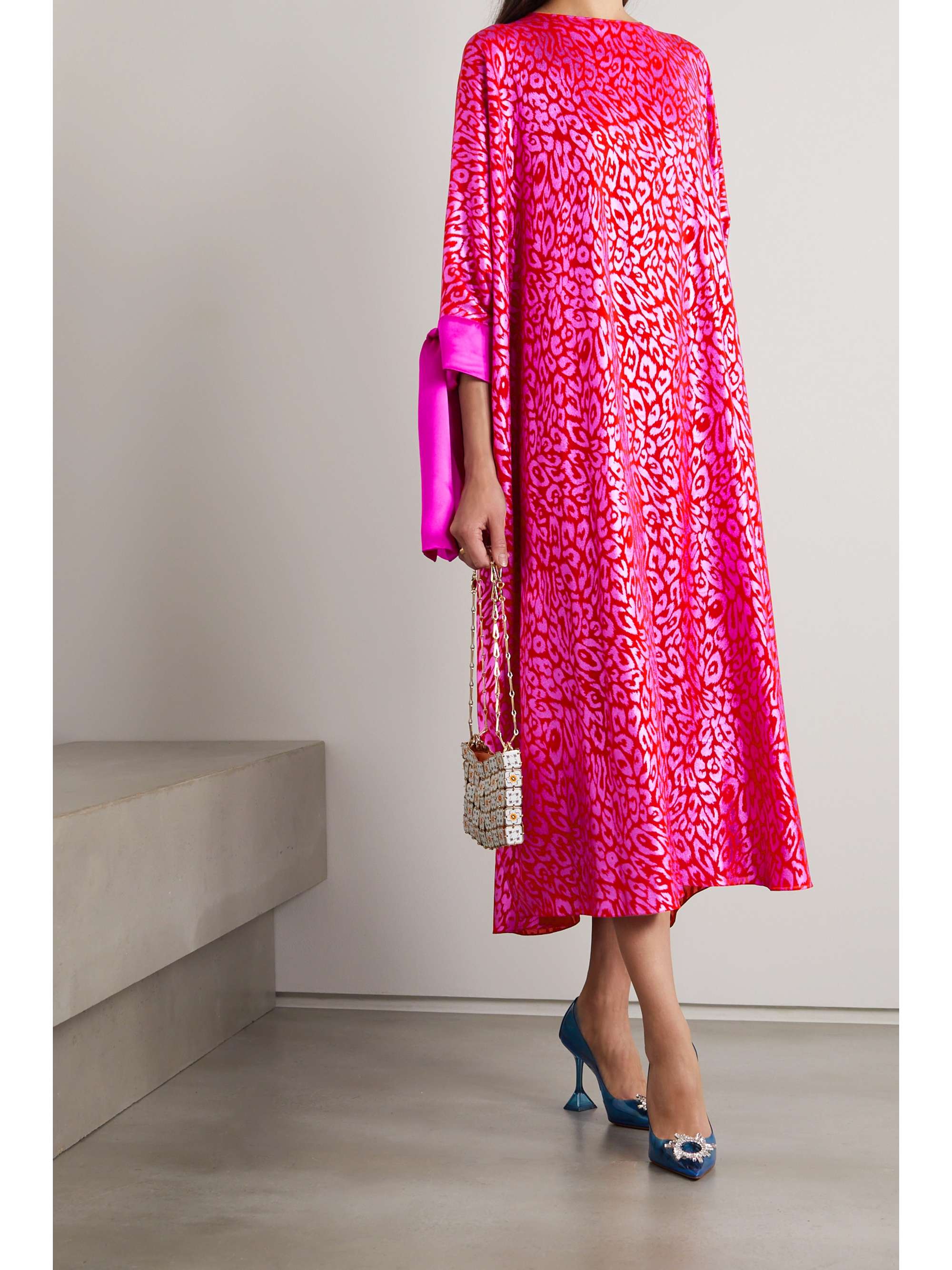 HALPERN Metallic satin-jacquard dress