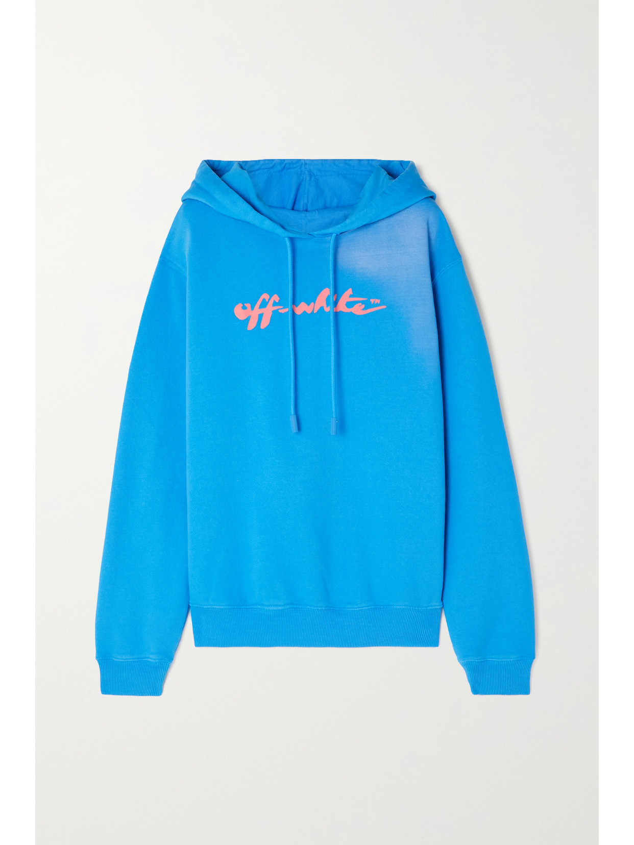 Off-white Printed Cotton-jersey Hoodie In Blue