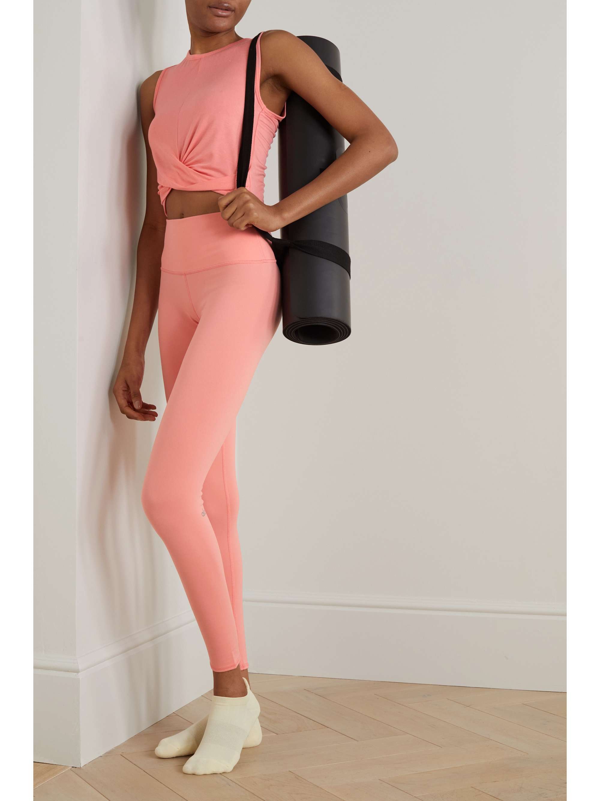 ALO YOGA Cover cropped draped stretchjersey tank NETAPORTER