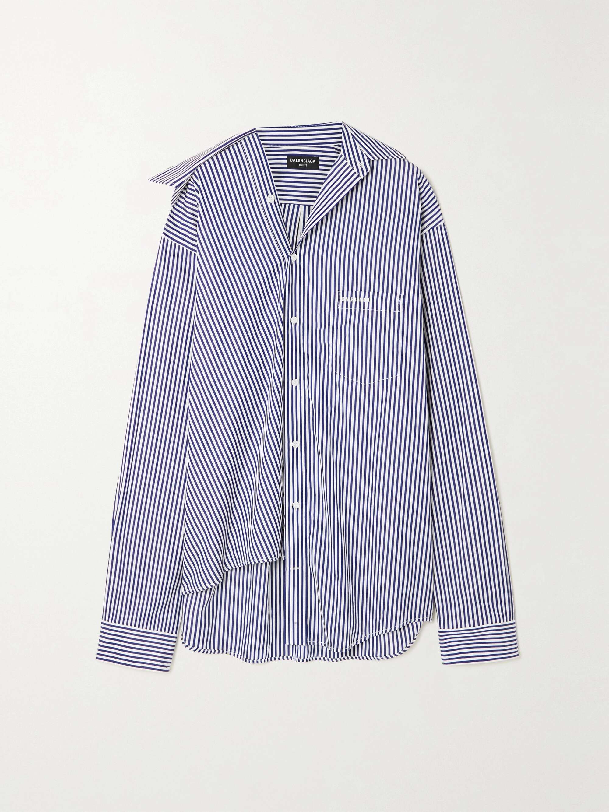 BALENCIAGA Oversized asymmetric striped cotton shirt | NET-A-PORTER
