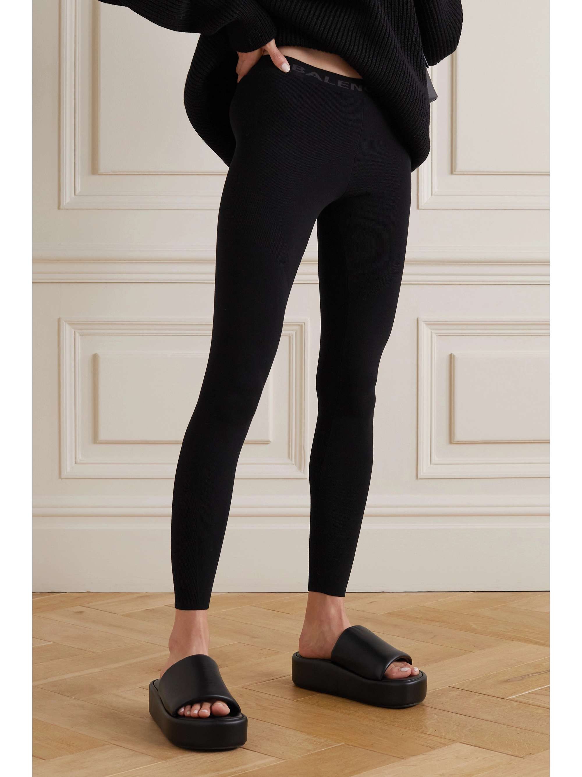 Black Intarsia stretch modal-blend 