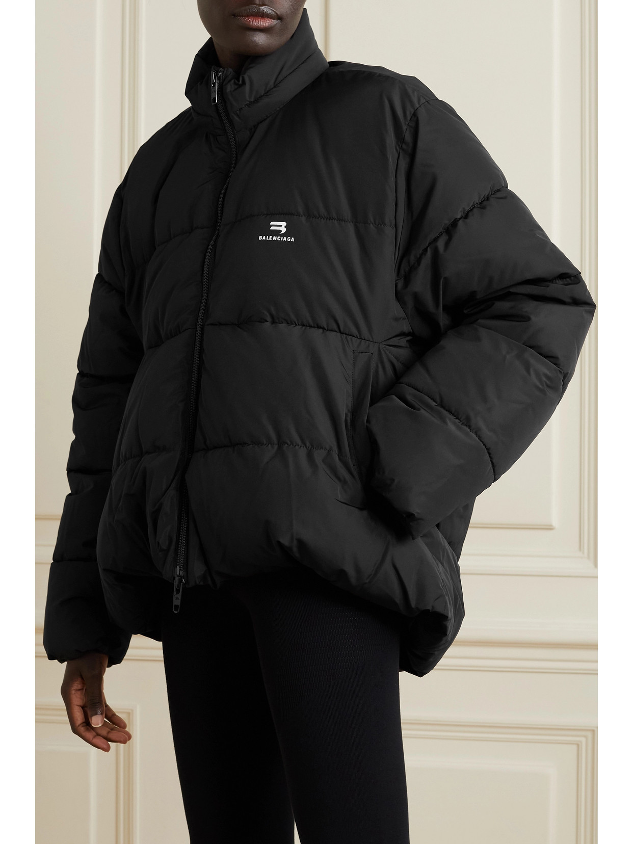 Shop Balenciaga Oversized Quilted Shell Jacket In Black