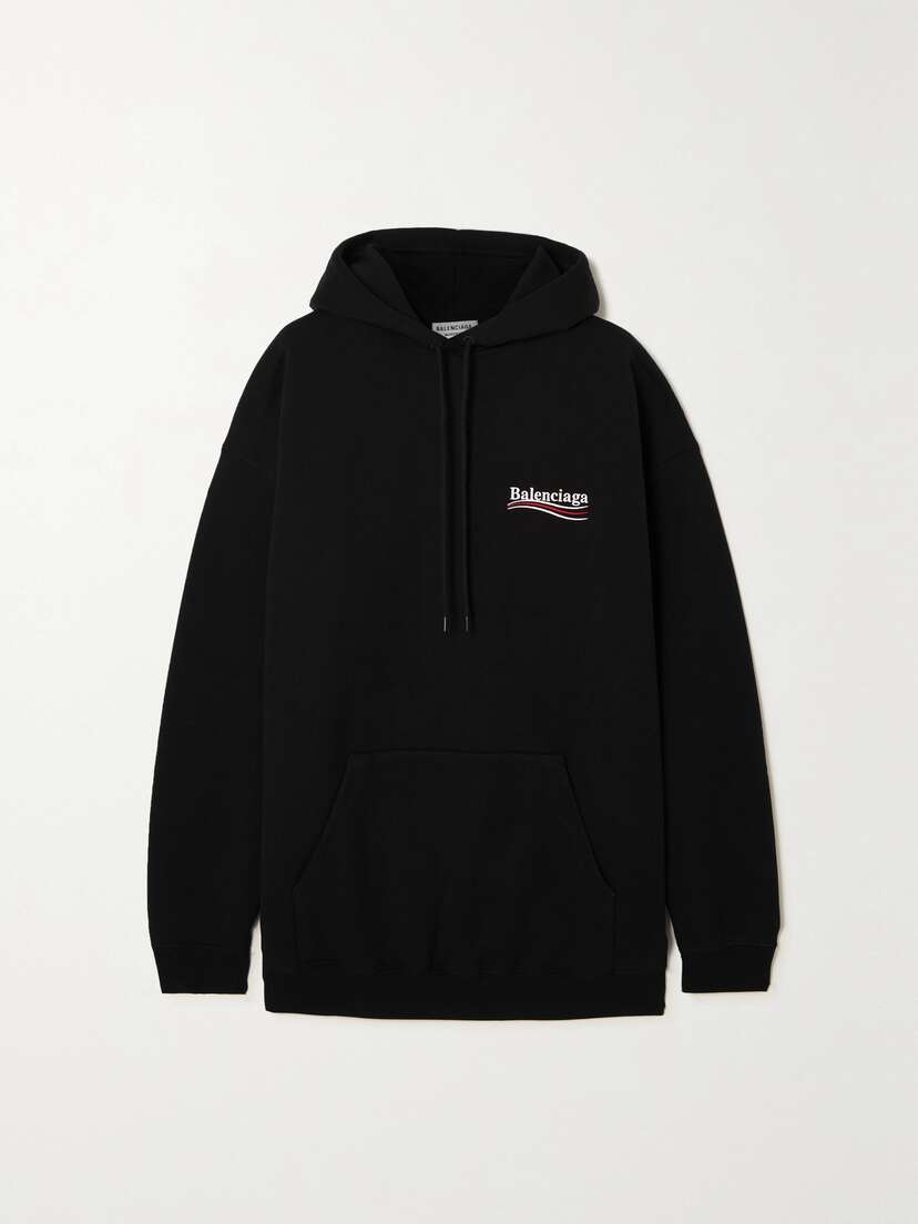 Balenciaga Embroidered Printed Cotton-jersey Hoodie