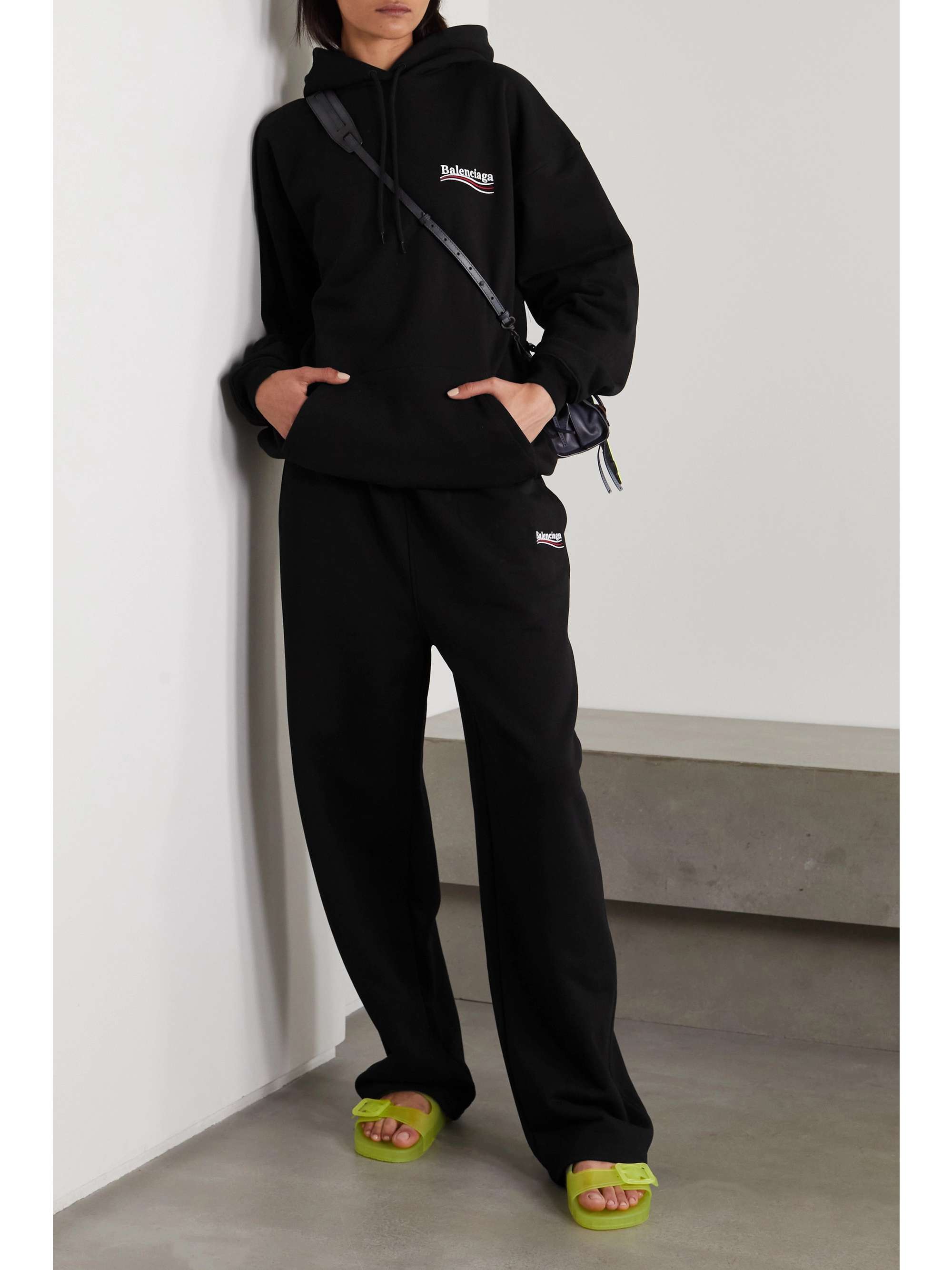 BALENCIAGA Embroidered printed cotton-jersey hoodie