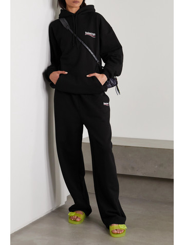 Balenciaga Embroidered printed cotton-jersey hoodie