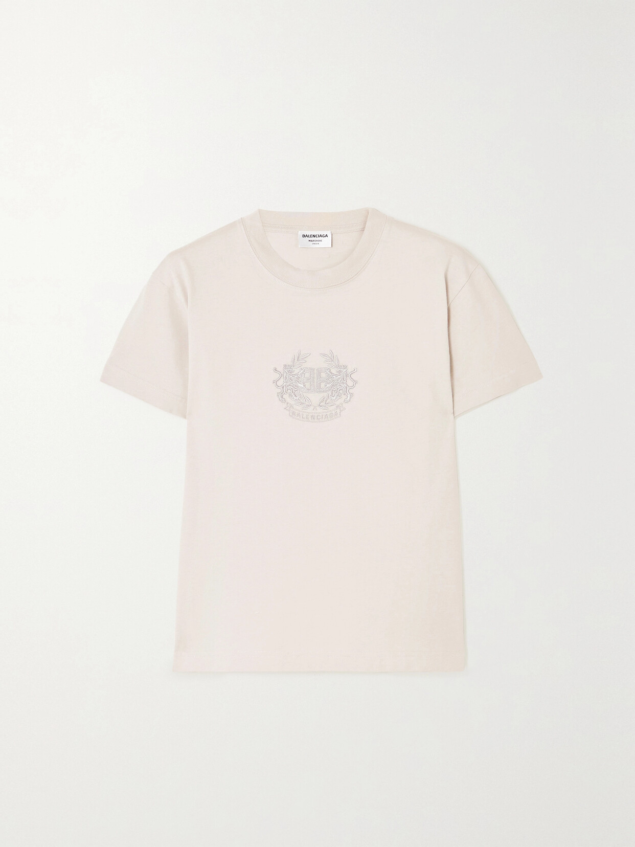 Balenciaga Lion's Laurel Embroidered Cotton-jersey T-shirt - Pink