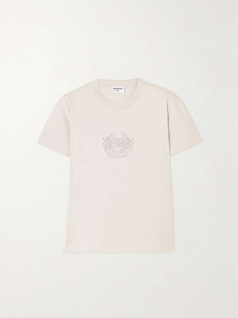 Balenciaga Lion's Laurel Embroidered Cotton-jersey T-shirt