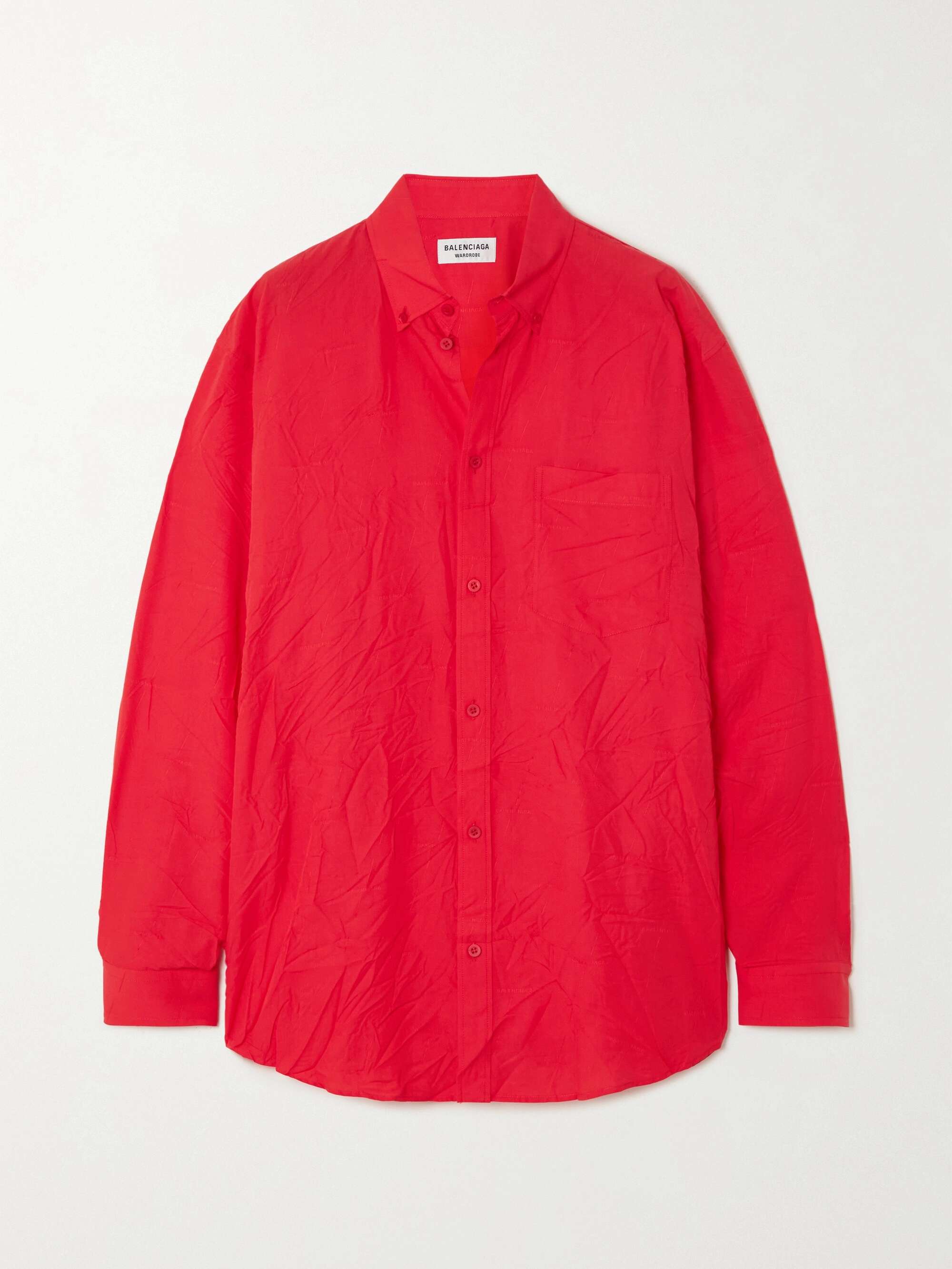 Red Crinkled Lyocell-jacquard shirt 
