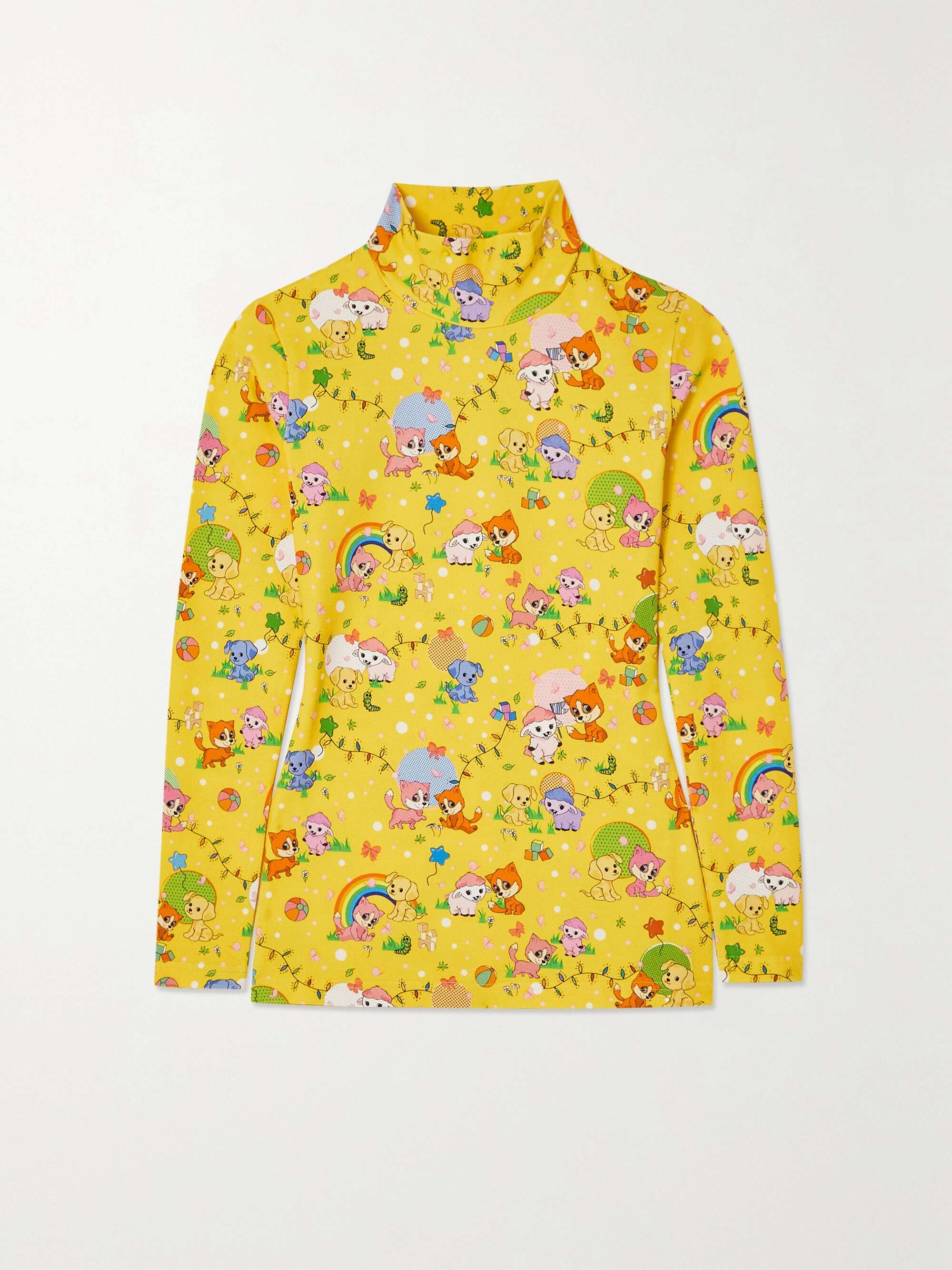 yellow turtleneck top