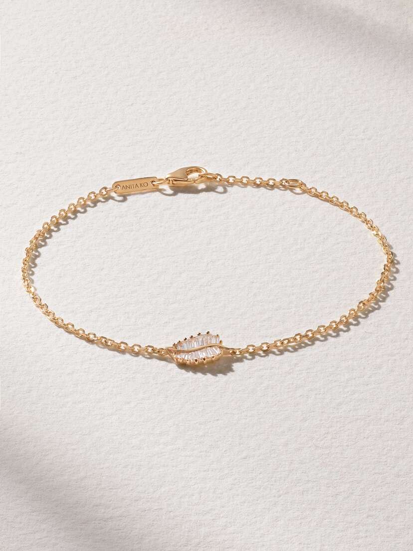Anita Ko Palm Leaf 18-karat Rose Gold Diamond Bracelet
