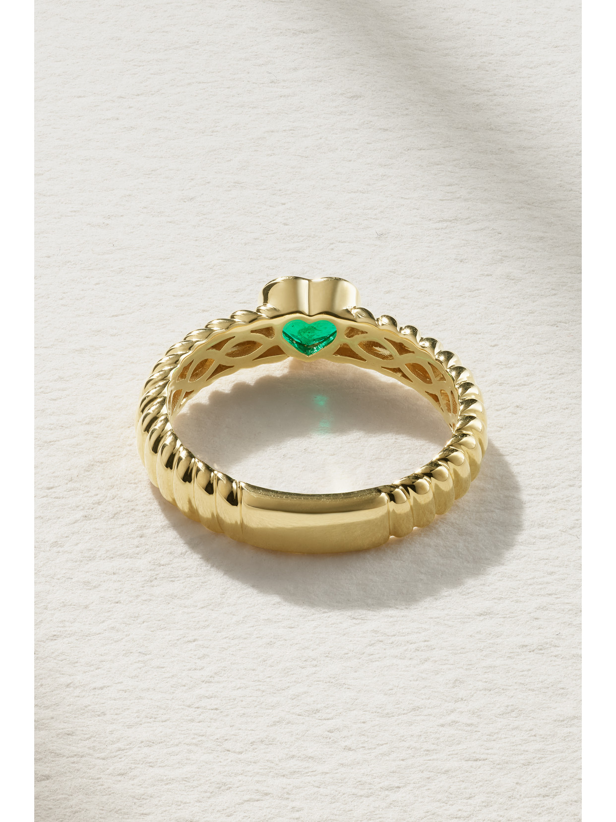 Anita Ko 18kt Yellow Gold Thin Zoe Emerald Heart Ring In Gold