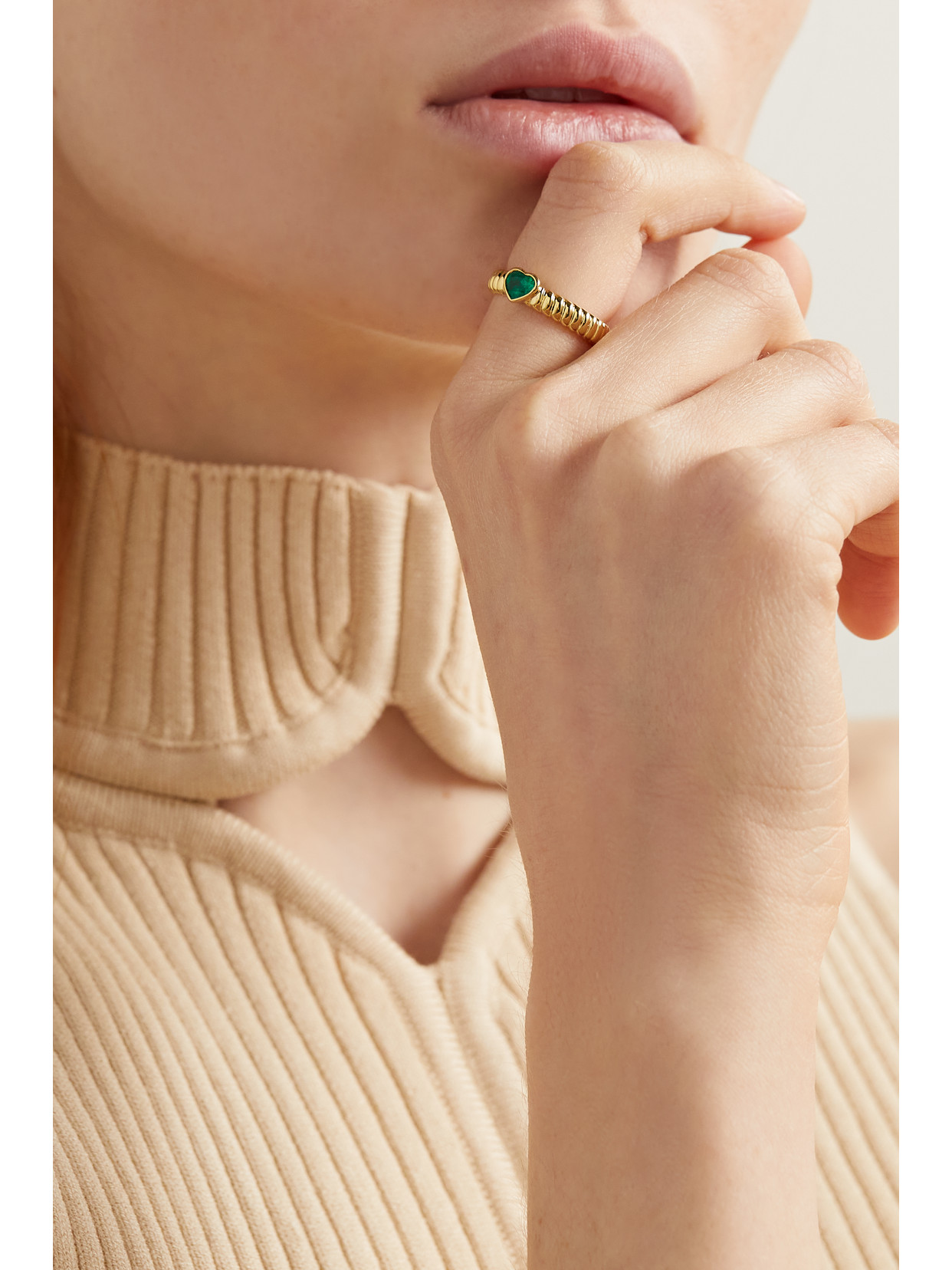 Shop Anita Ko Zoe 18-karat Gold Emerald Ring