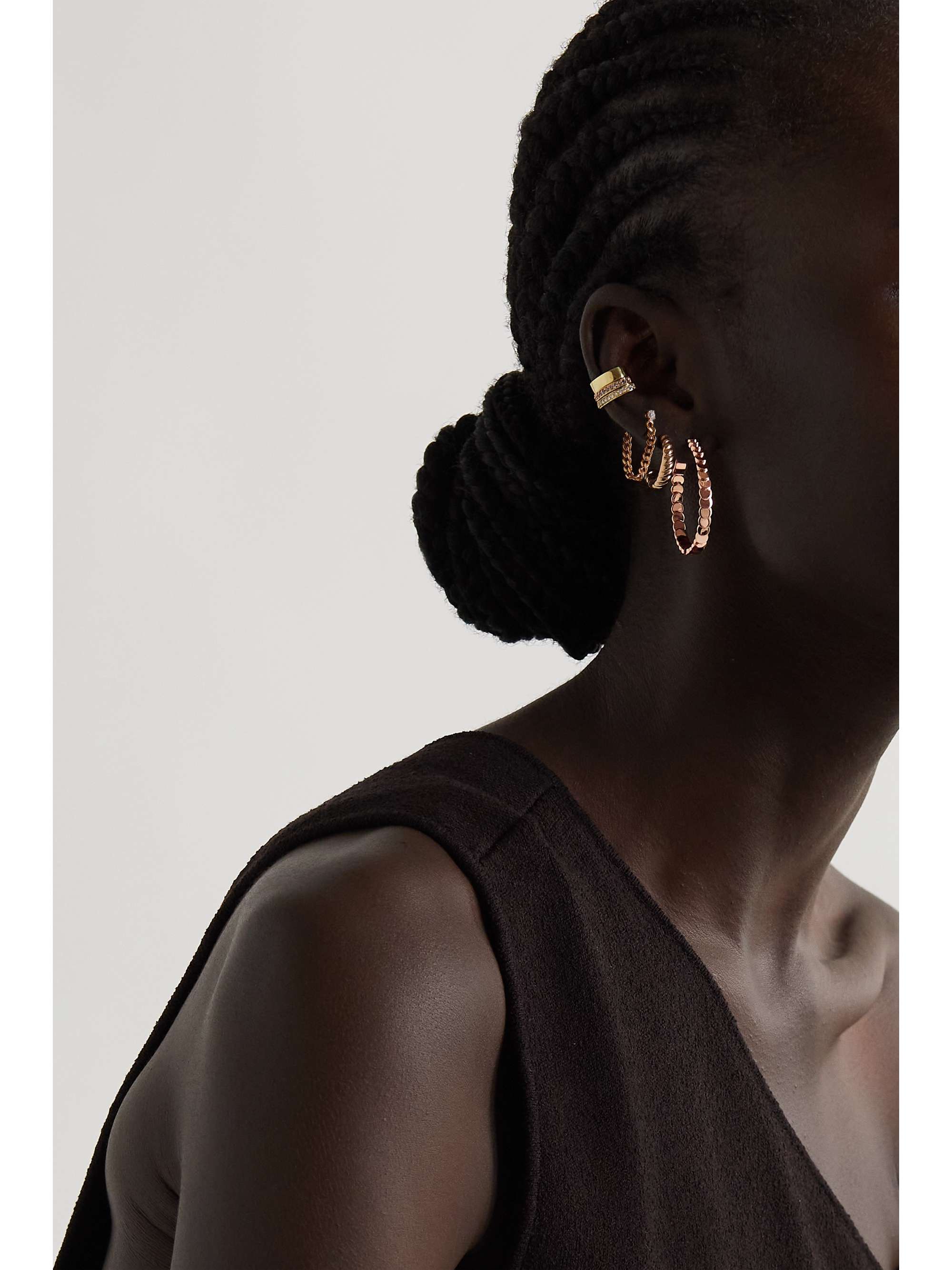ANITA KO Luna large 18-karat rose gold hoop earrings
