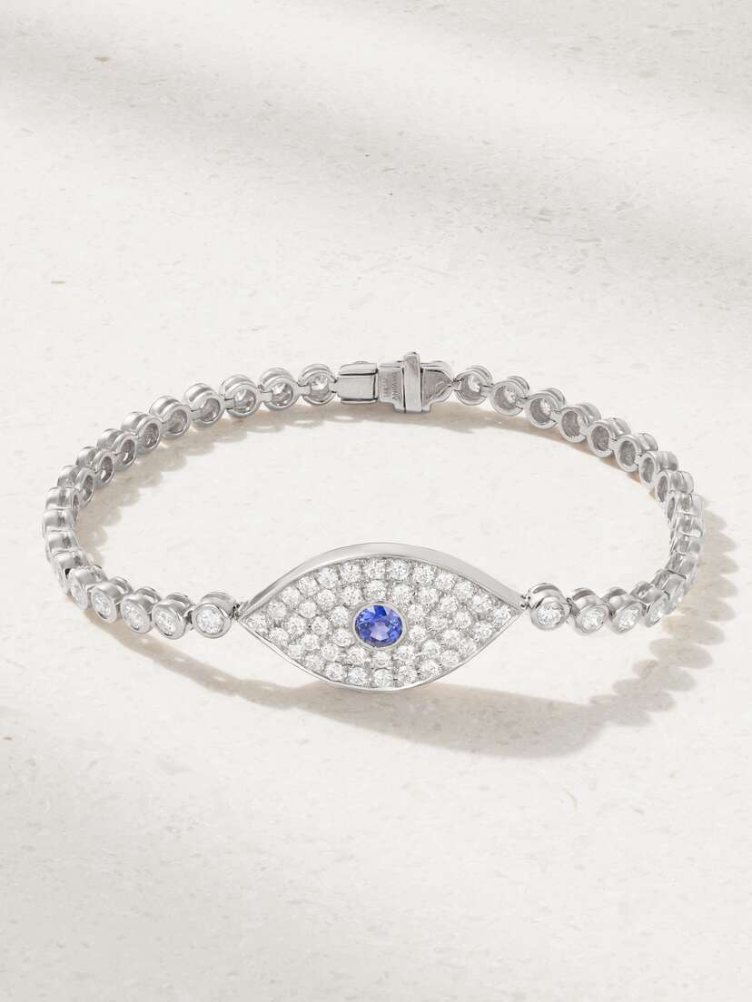 Anita Ko 18-karat White Gold, Diamond And Sapphire Bracelet