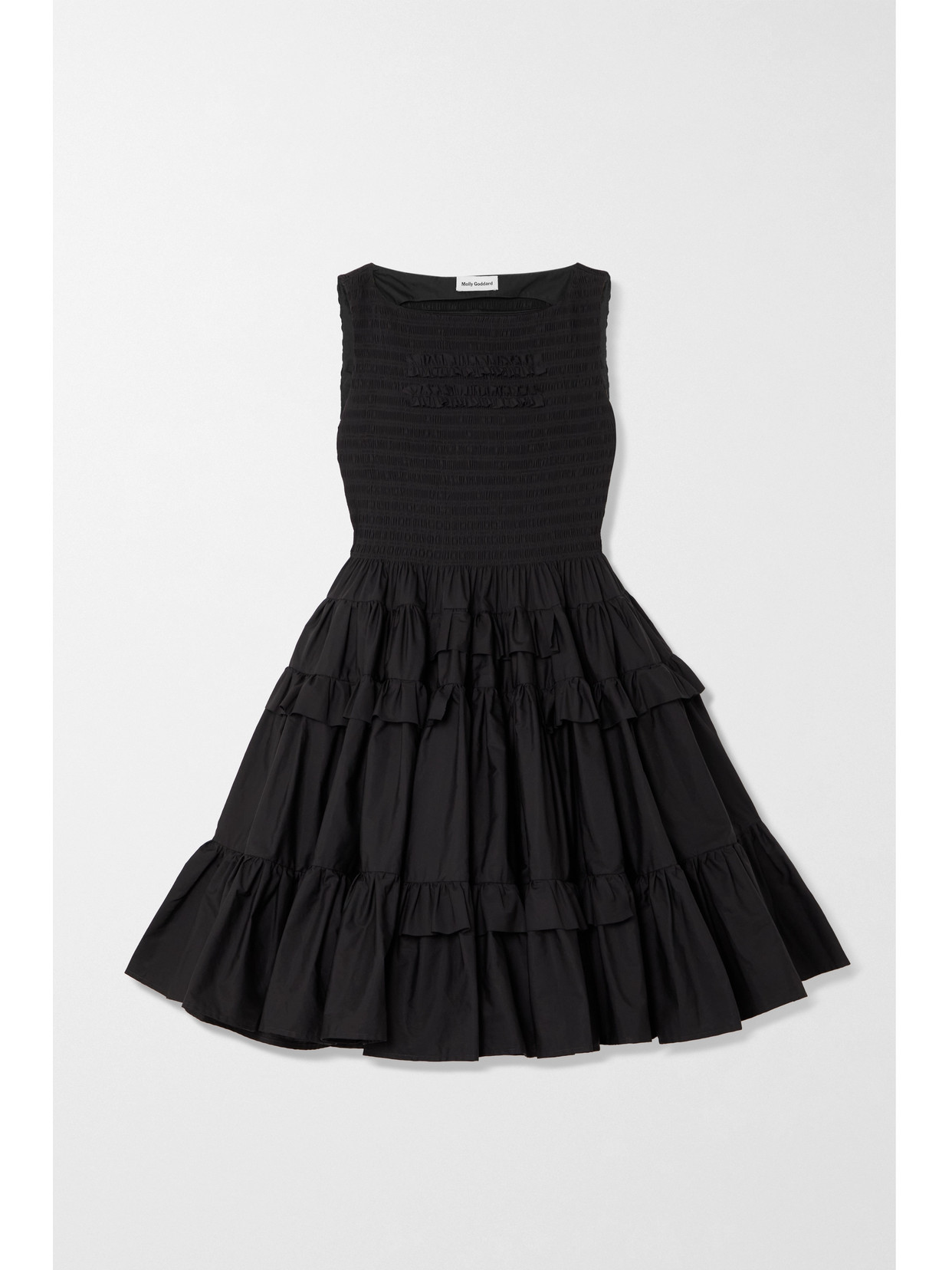 Molly Goddard Helen Shirred Pleated Cotton Midi Dress