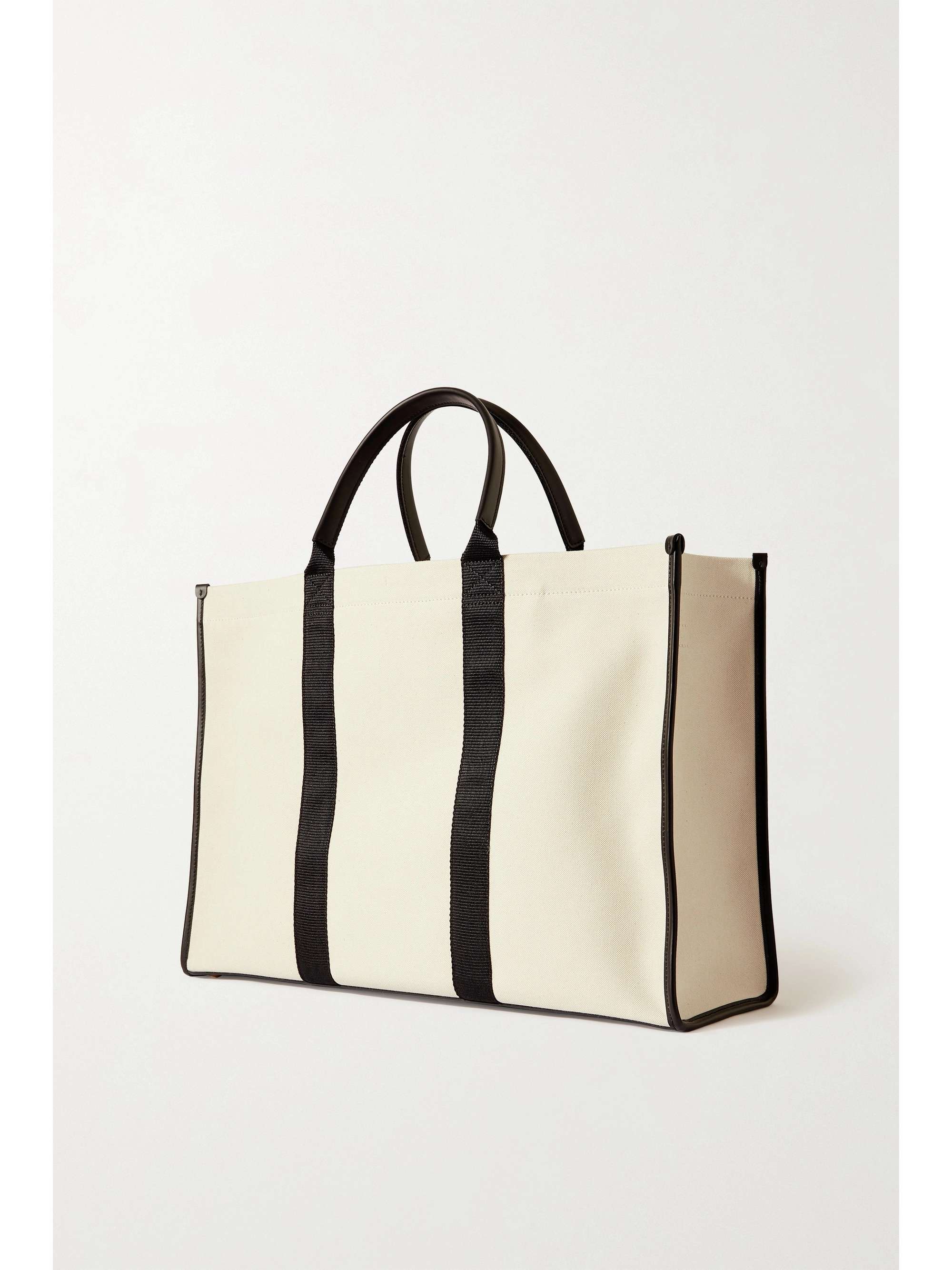 BALENCIAGA Neo Navy large leather-trimmed printed organic cotton-canvas tote
