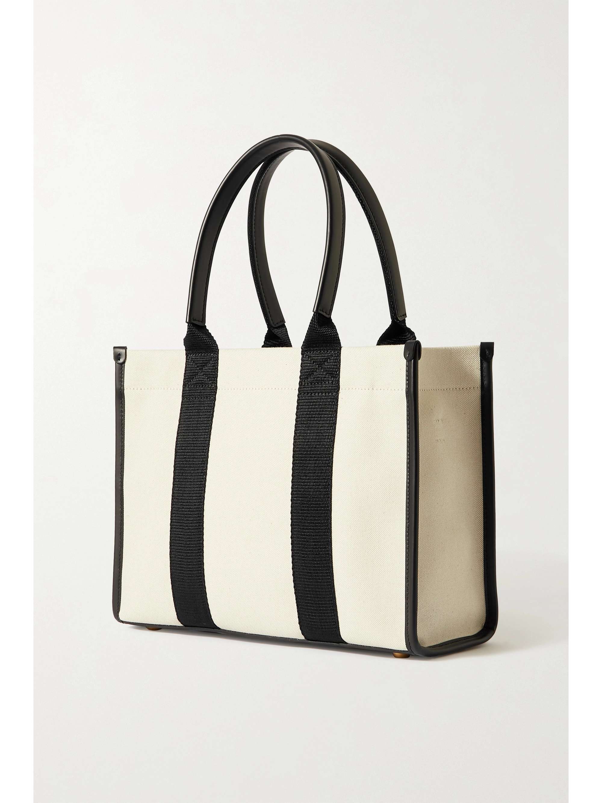 BALENCIAGA Neo Navy small leather-trimmed printed organic cotton-canvas tote