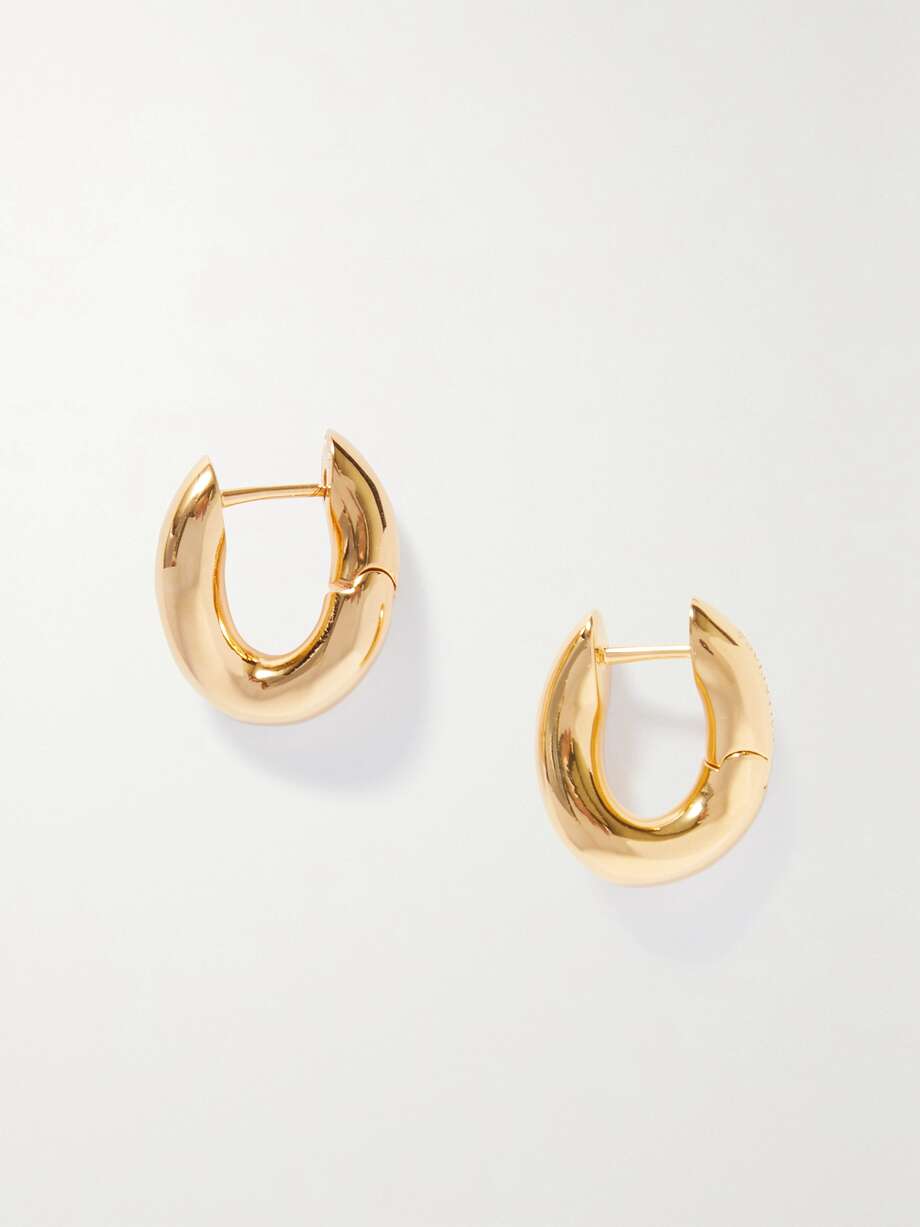 BALENCIAGA Loop XXS goldtone hoop earrings NETAPORTER