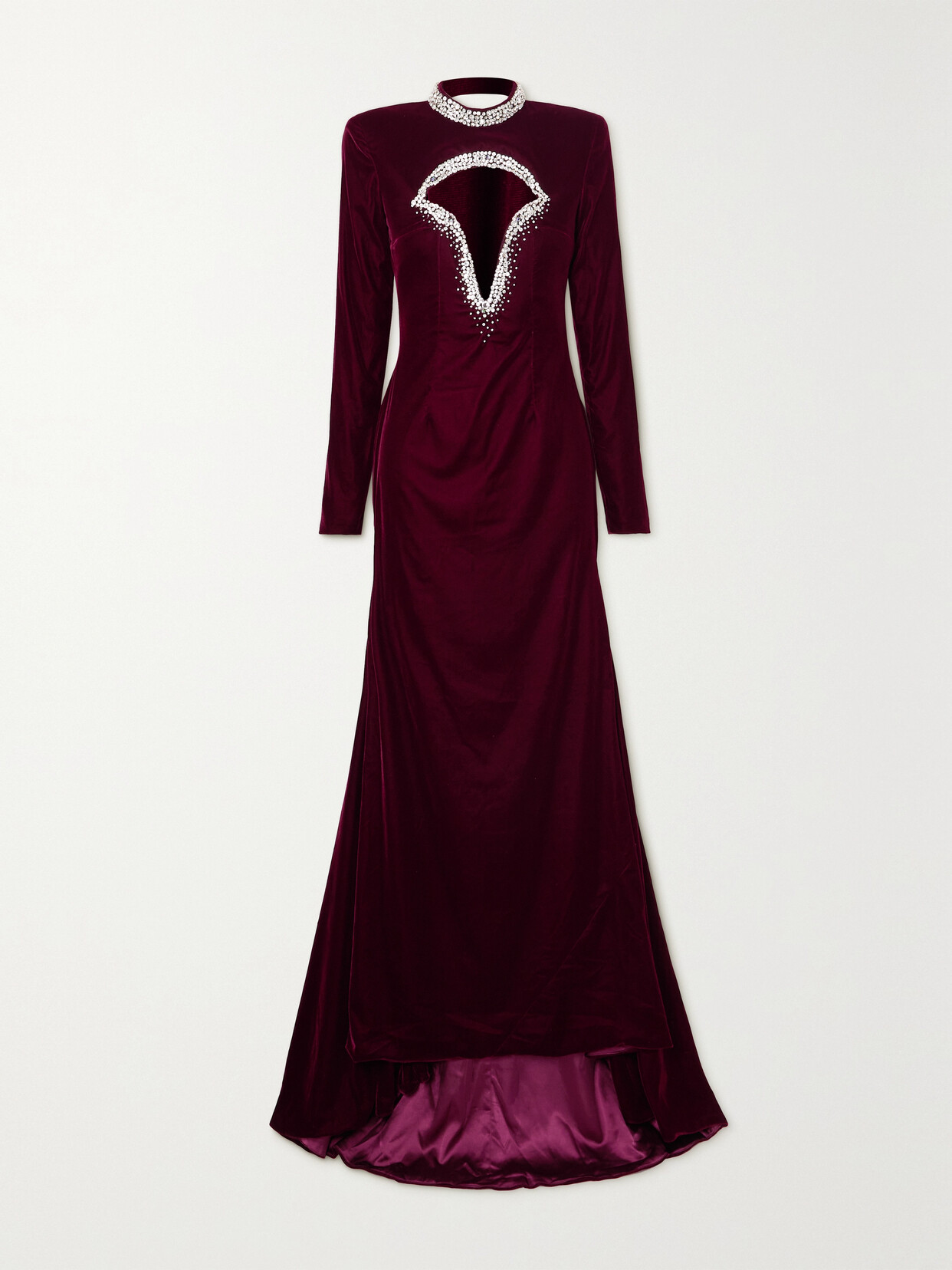 Miss Sohee Crystal-embellished Cutout Stretch-velvet Gown - Red