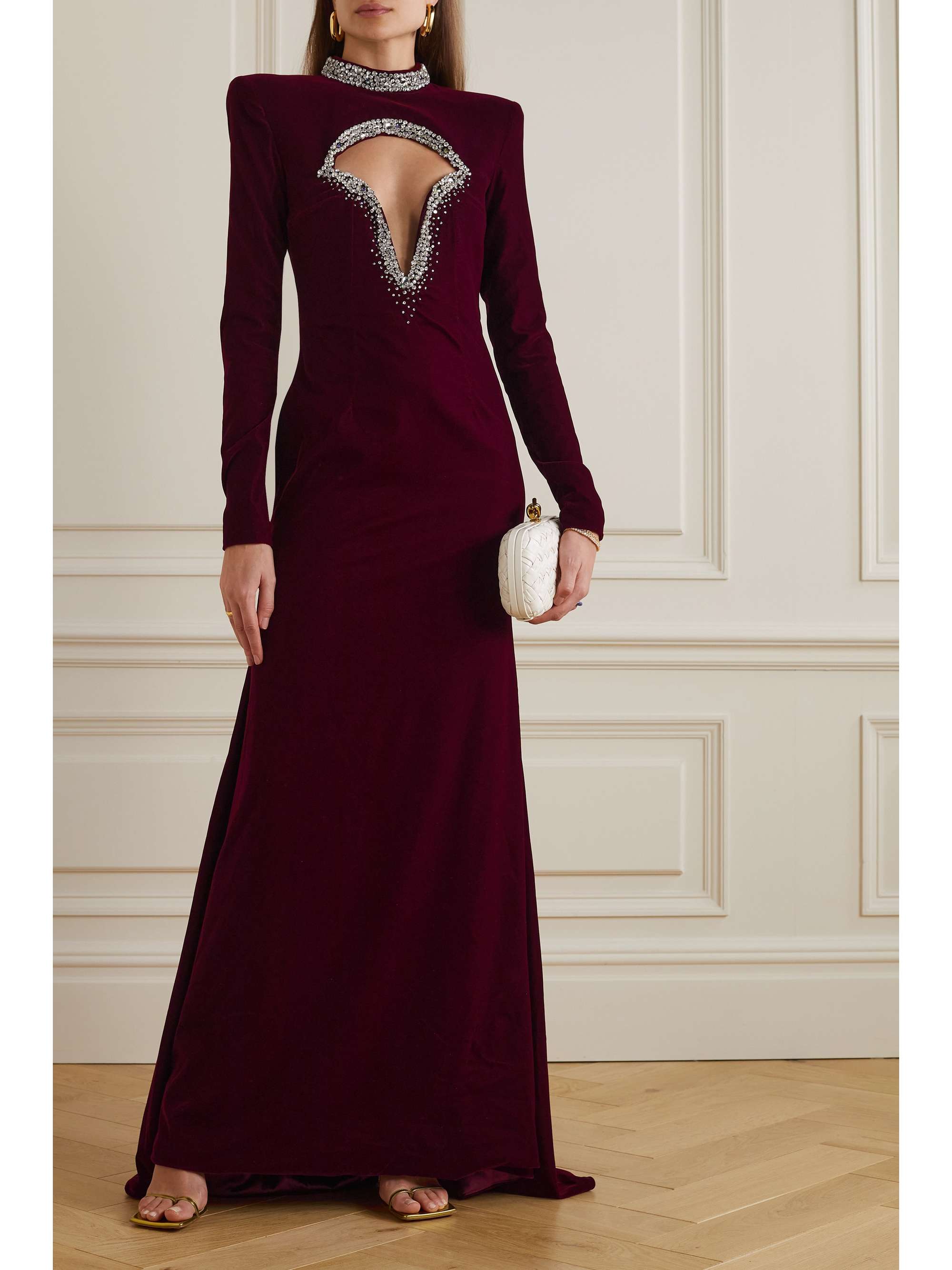 MISS SOHEE Crystal-embellished cutout stretch-velvet gown | NET-A-PORTER