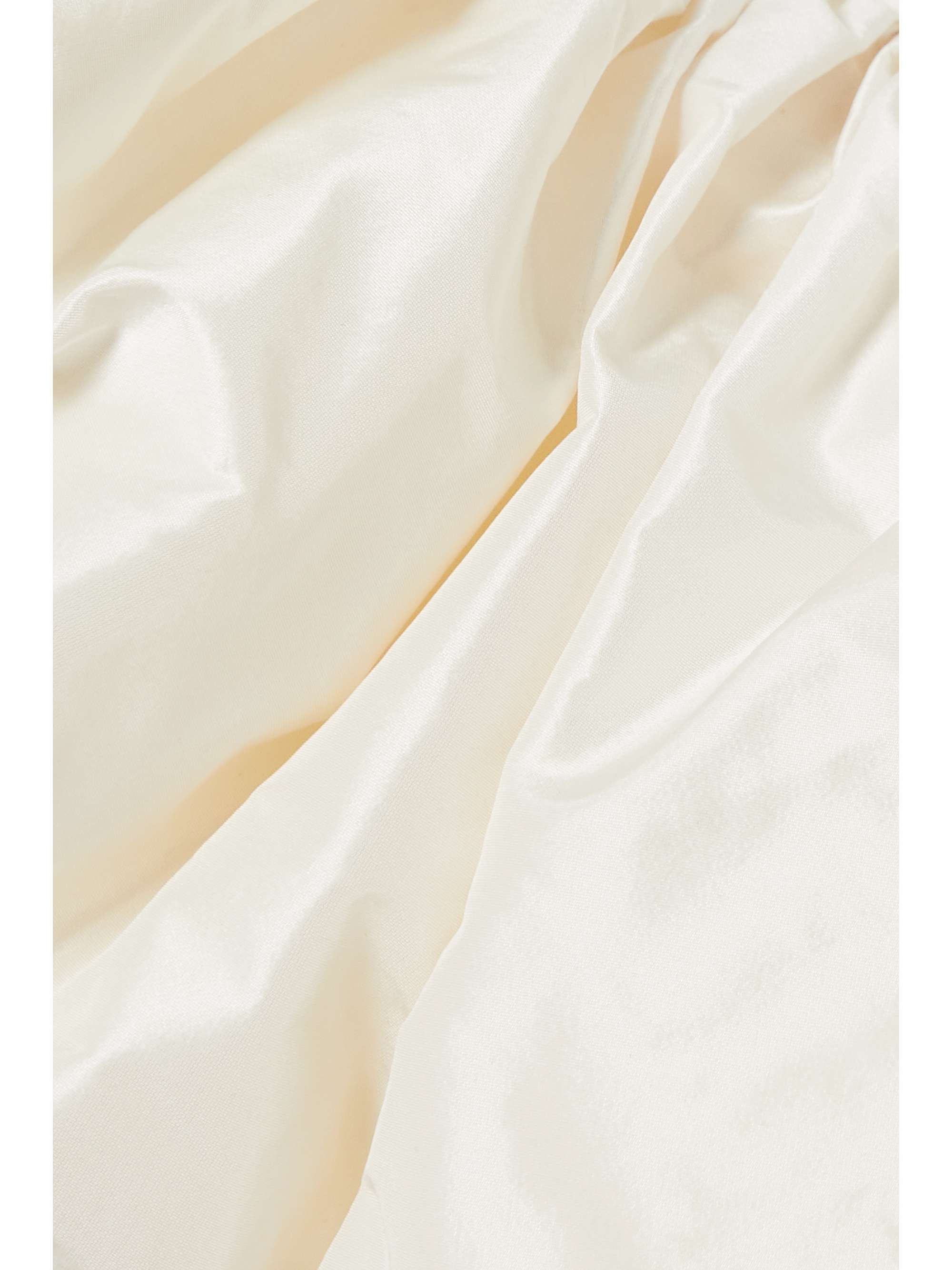MISS SOHEE + The Vanguard strapless convertible silk-taffeta peplum top