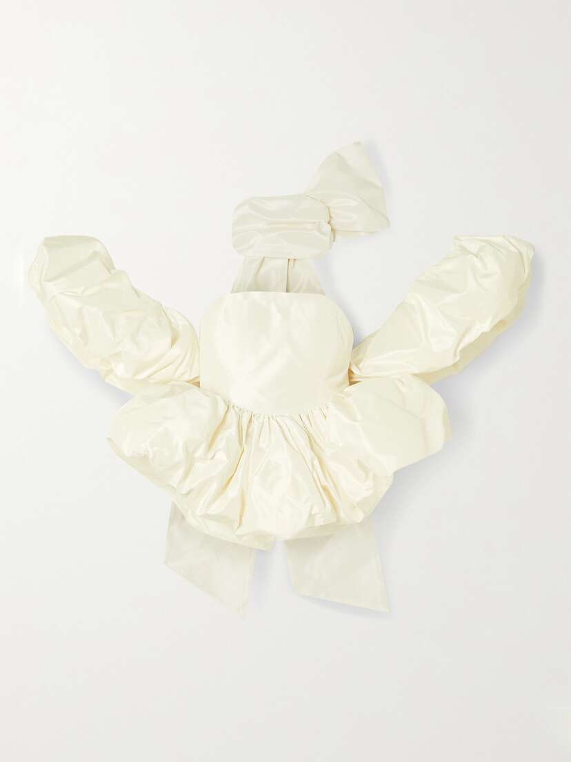 Miss Sohee + The Vanguard Strapless Convertible Silk-taffeta Peplum Top