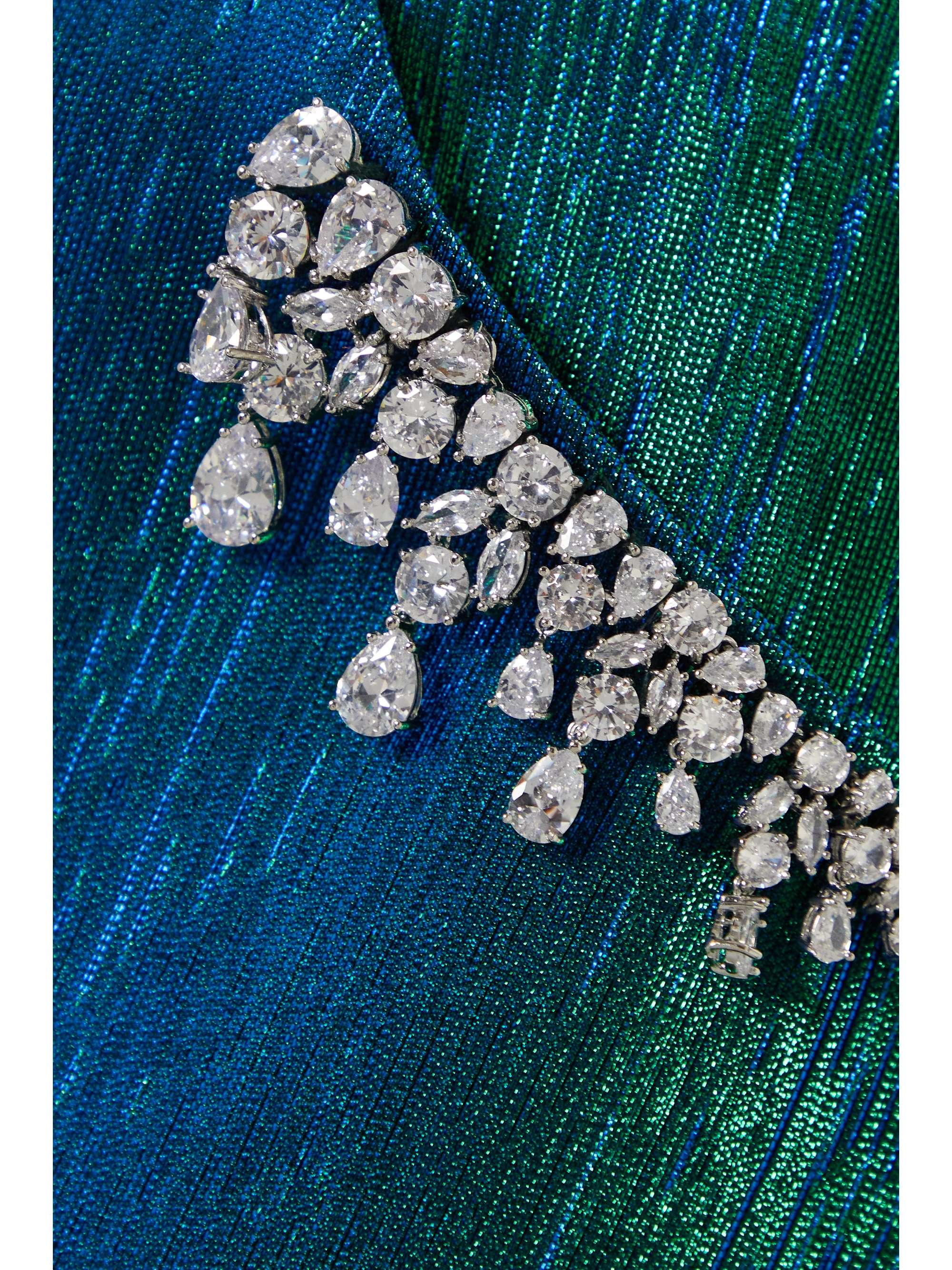 MISS SOHEE + The Vanguard crystal-embellished stretch-lamé mini skirt