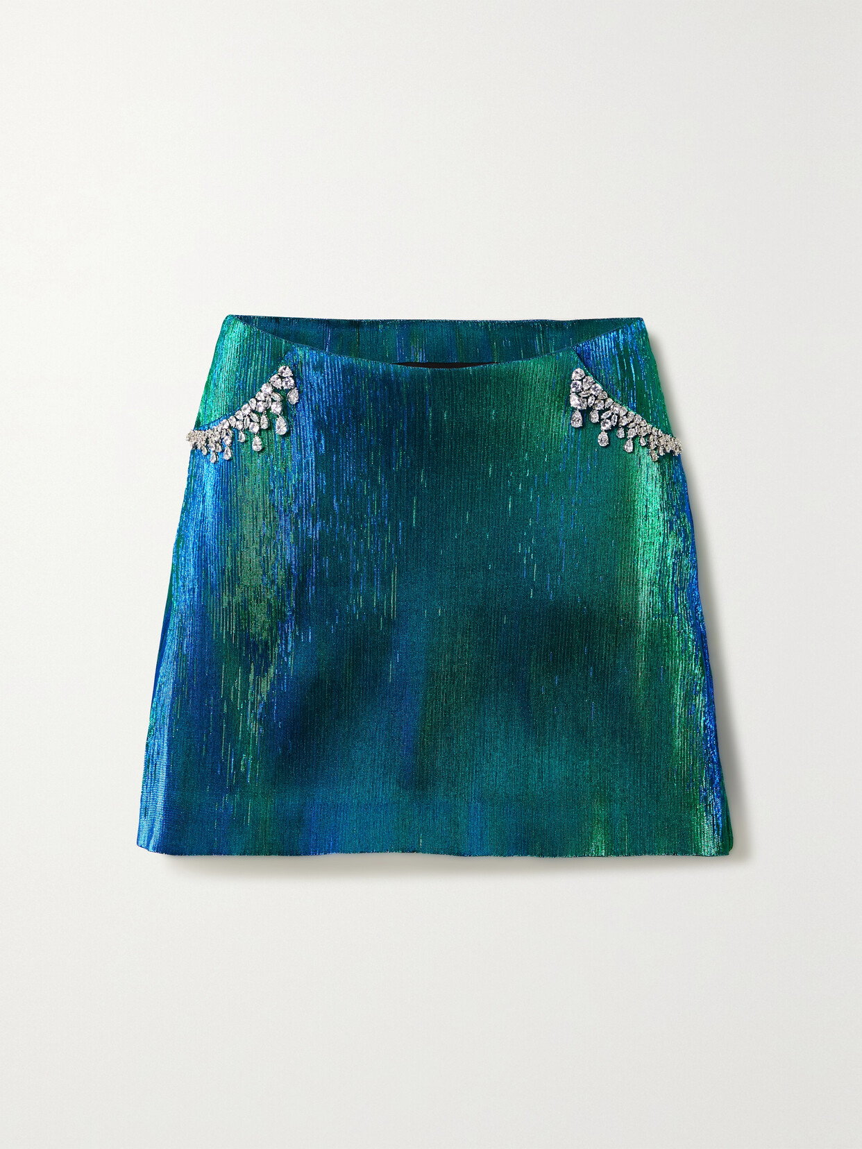Miss Sohee + The Vanguard Crystal-embellished Stretch-lamé Mini Skirt - Blue